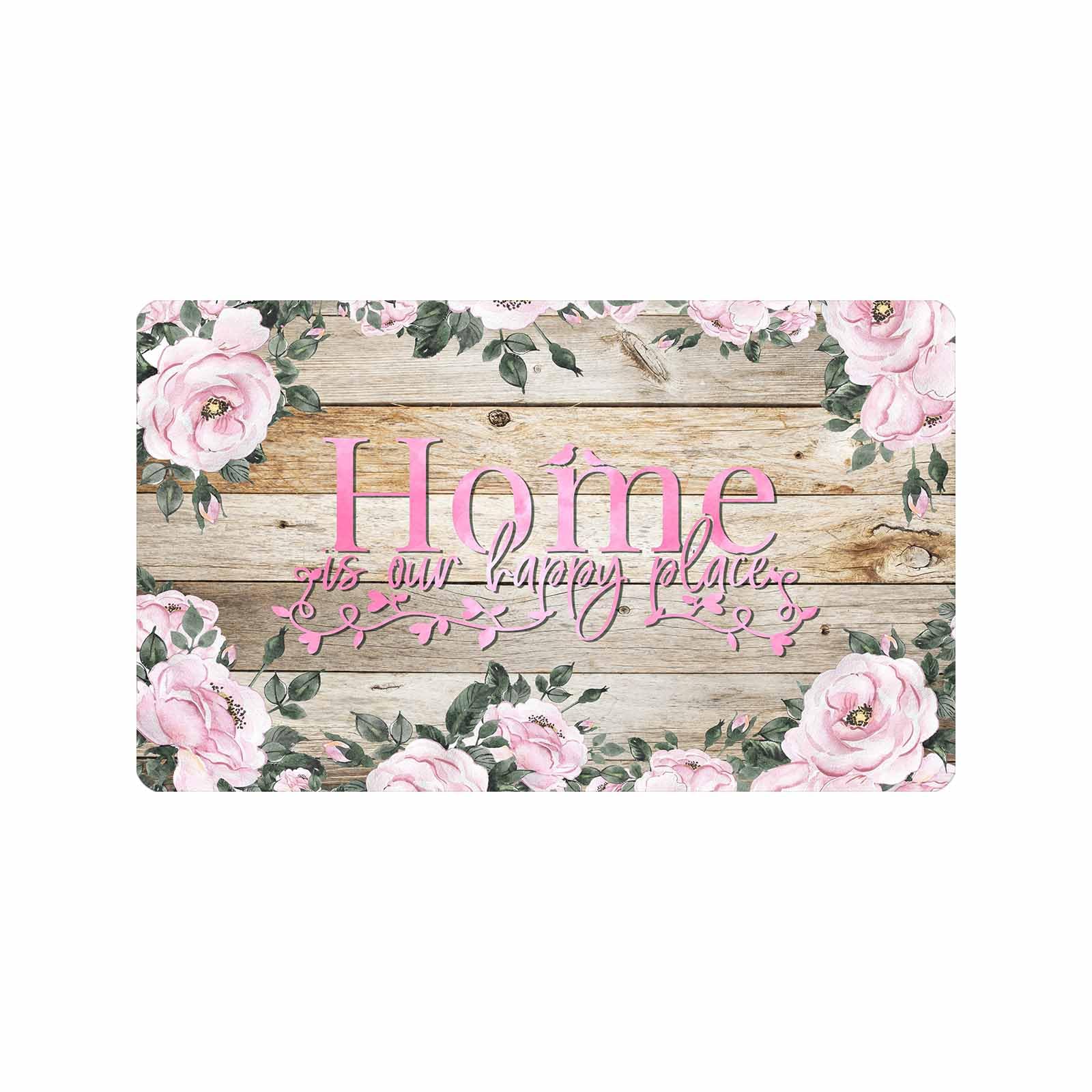 Sepmxagt Pink Rose Welcome Doormat 30x18