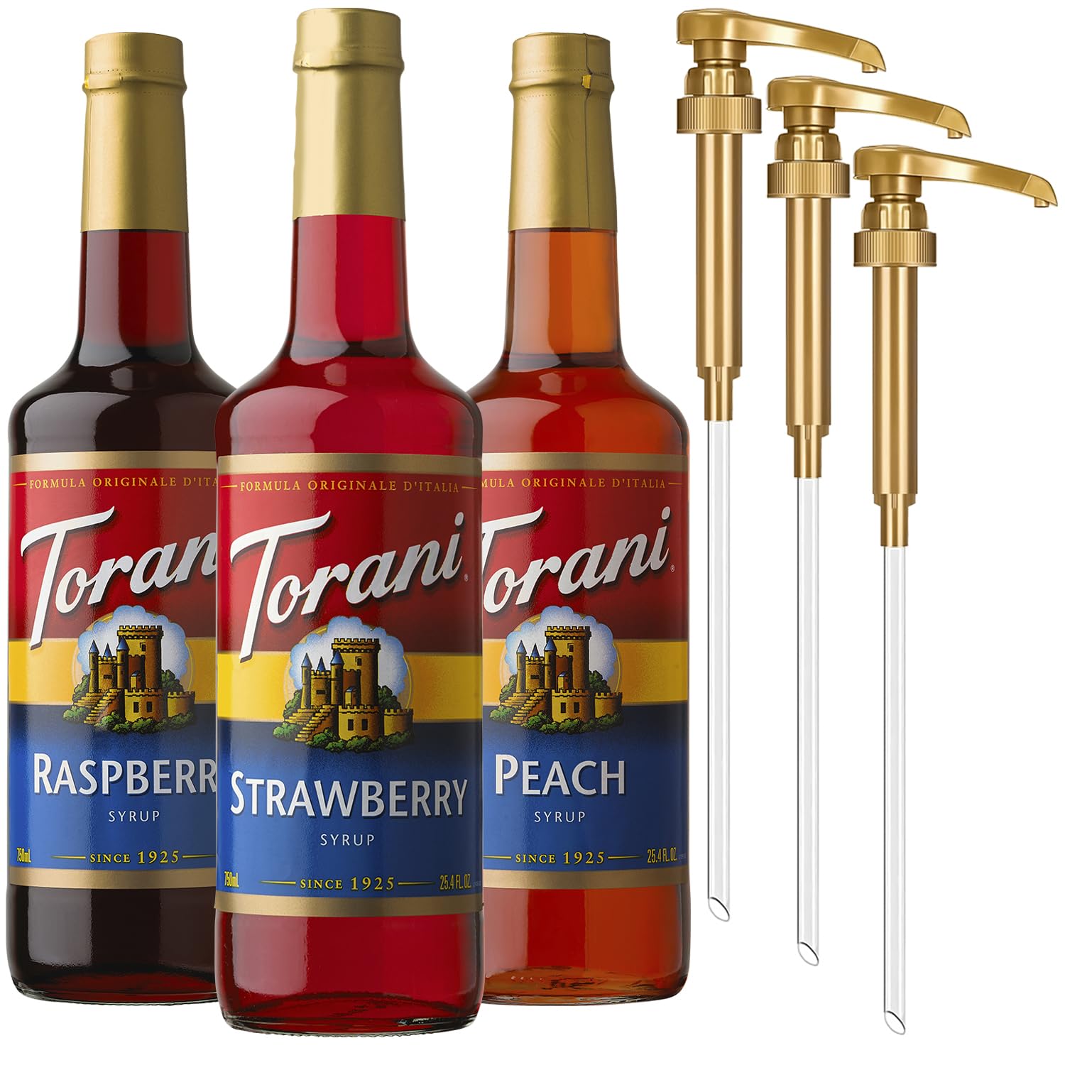 Torani Strawberry Peach Raspberry Syrup Variety 25.4oz 3 Pack