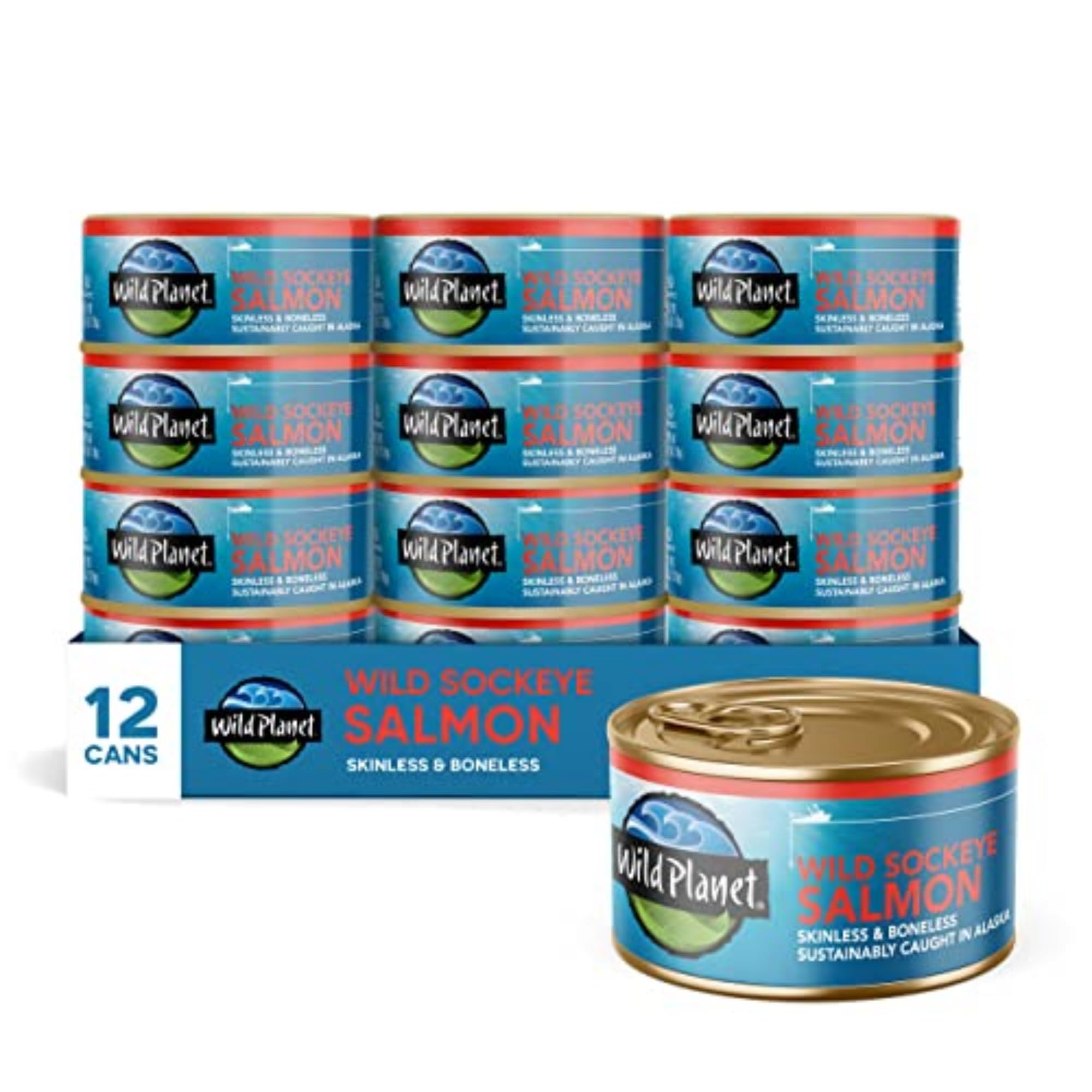 Wild Planet Sockeye Salmon Skinless Boneless 6oz 12 Cans