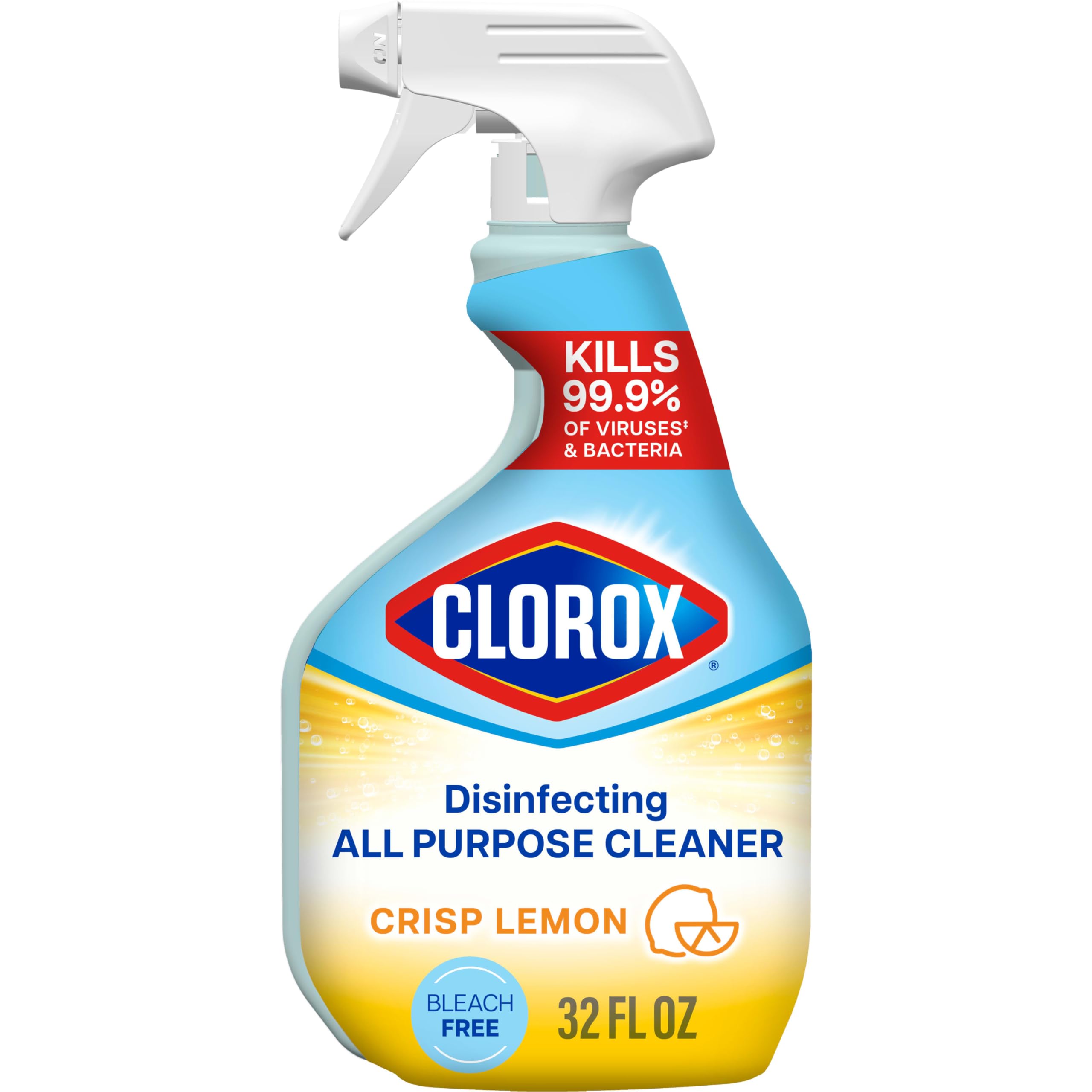 Clorox Disinfecting All Purpose Cleaner, Bleach Free, Crisp Lemon, 32 Fluid Ounces