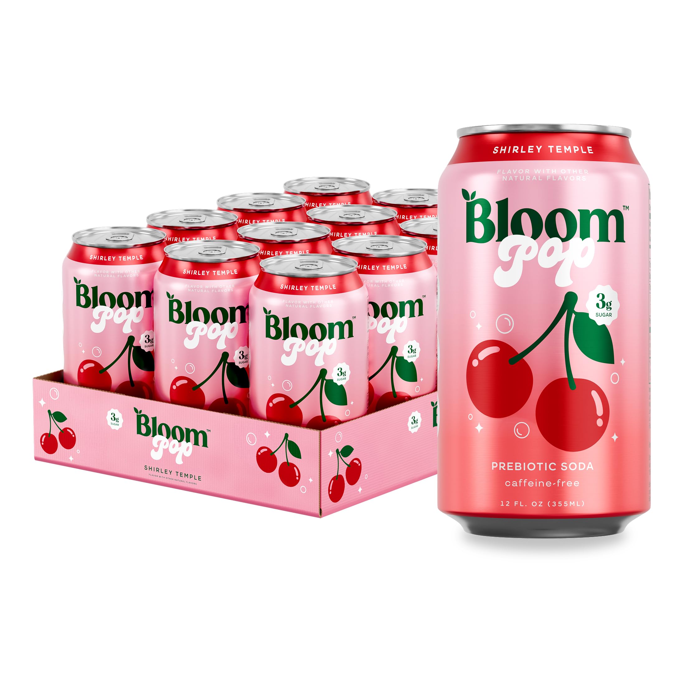 Bloom Pop Shirley Temple Prebiotic Soda 12oz Cans 12-Pack