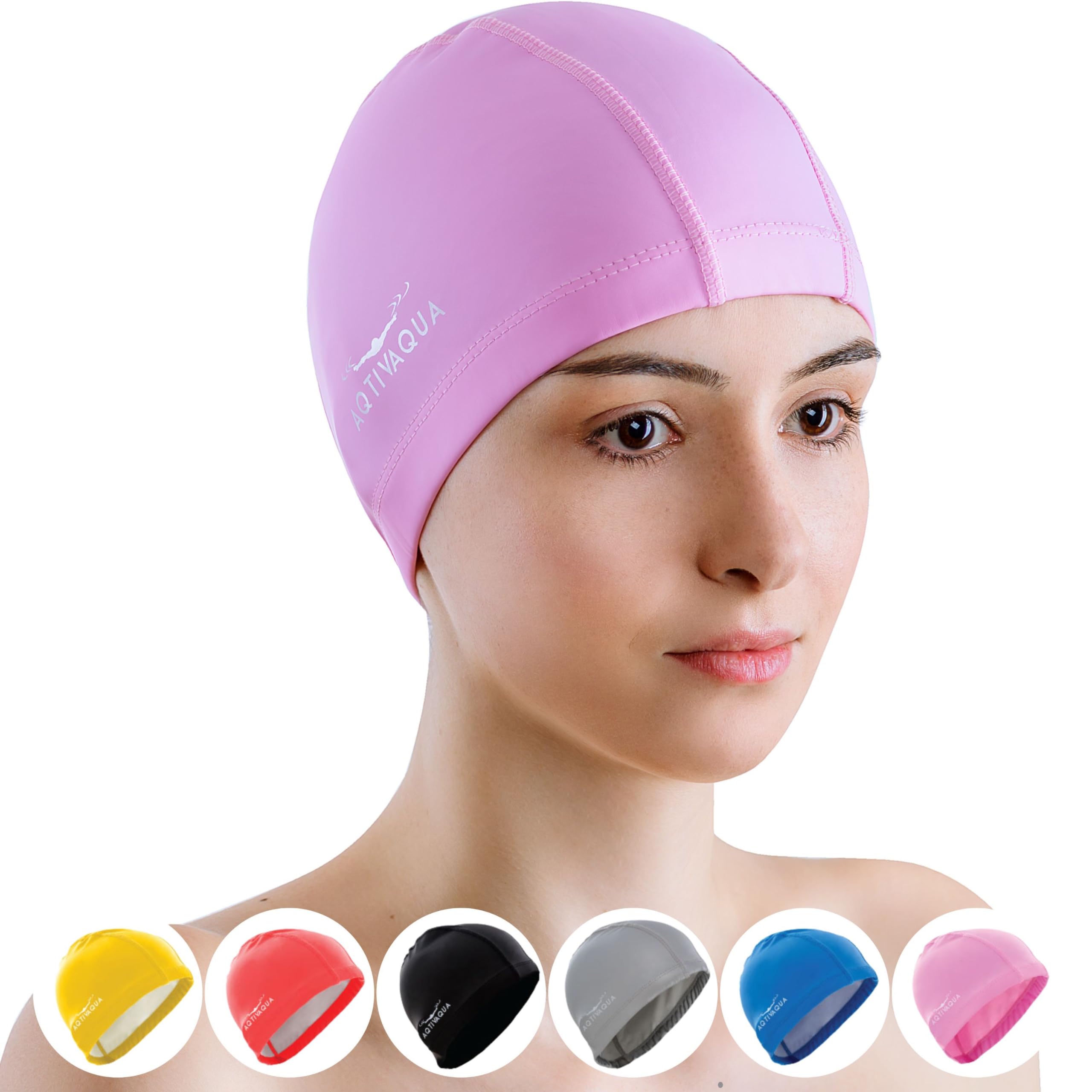 AqtivAqua Swim Cap Pink Adult Size