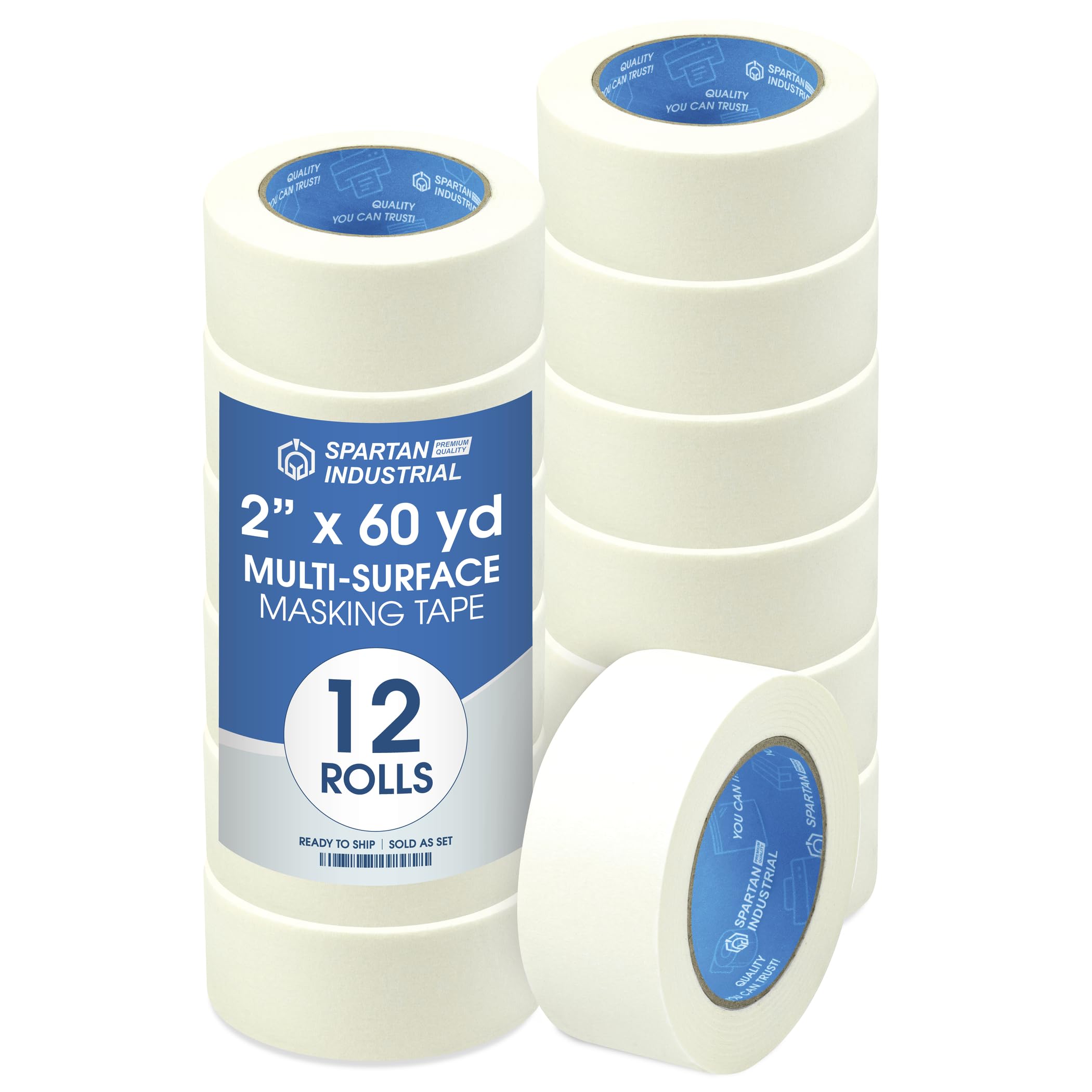 Spartan Industrial Wide Masking Tape 2 Inch 12 Rolls