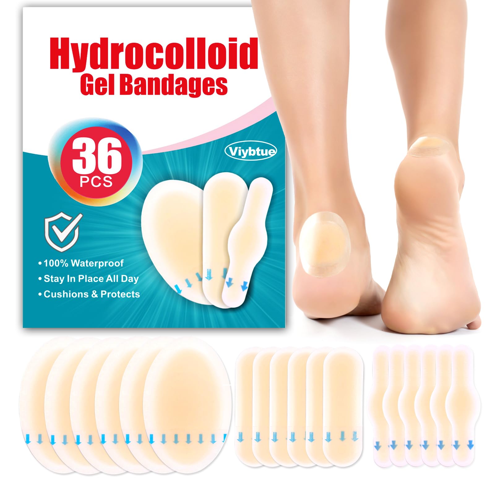 Hydrocolloid Blister Bandages Cushions 36 Pack