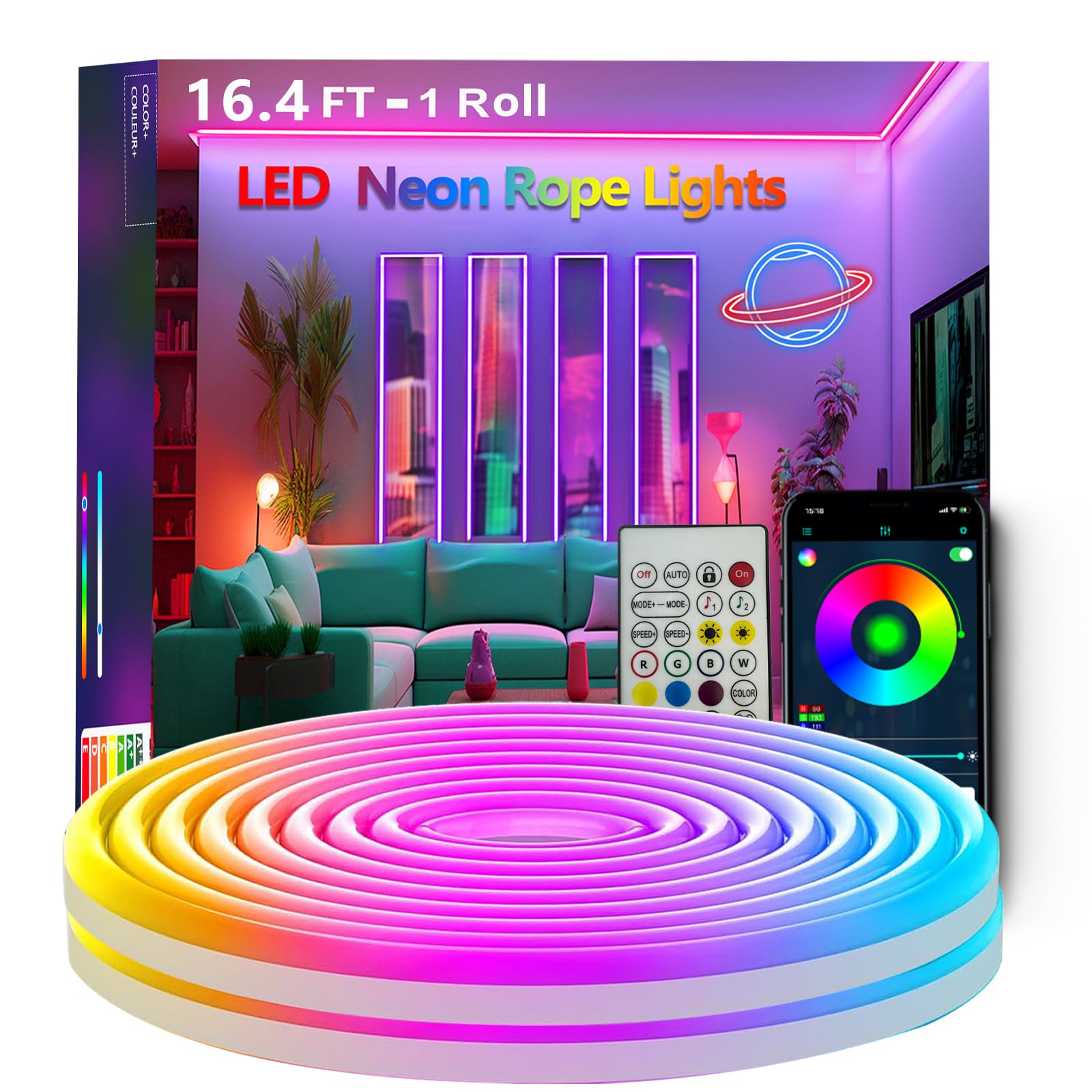 Bvokon Neon Rope Lights RGB App Control 16.4ft