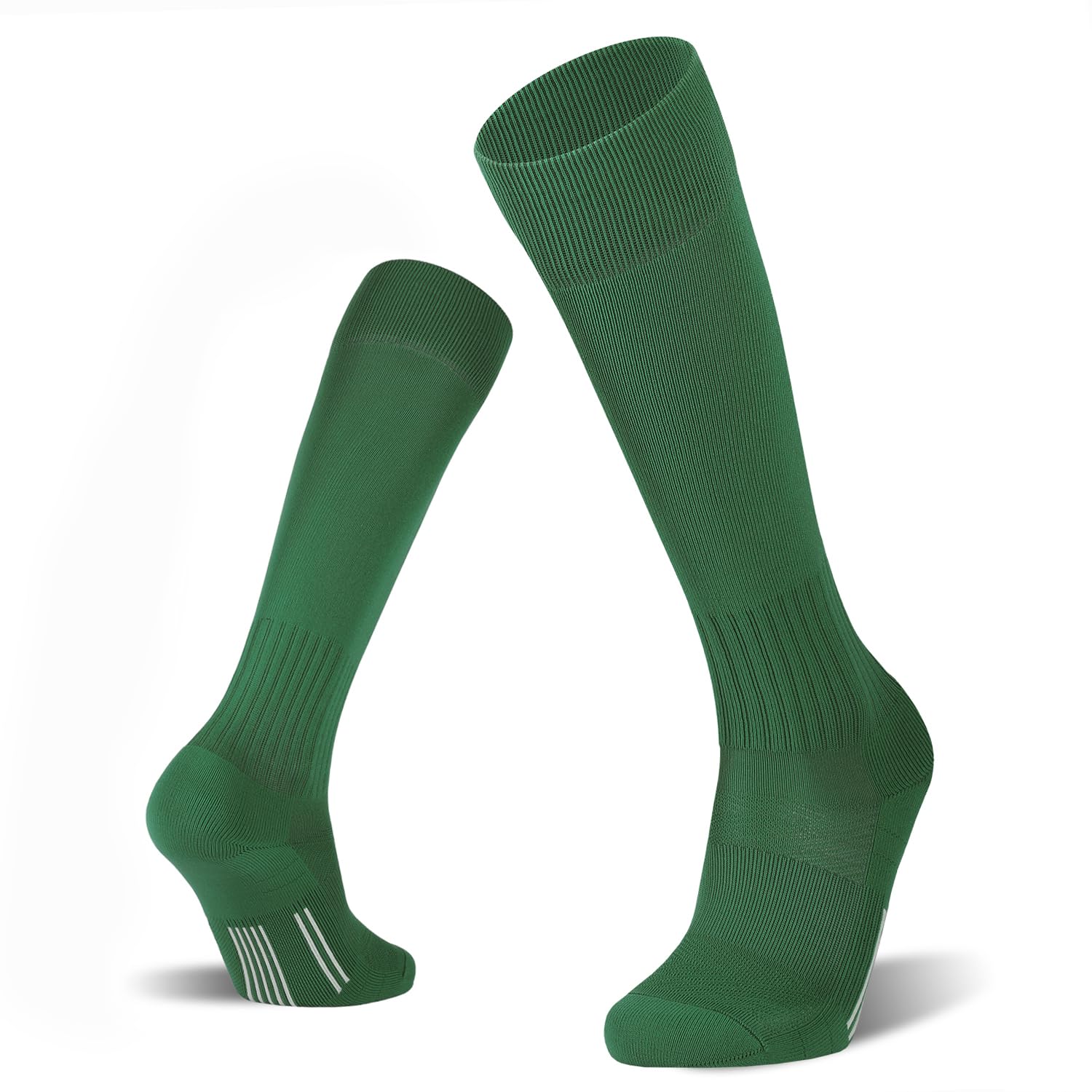 FITRELL Youth Over-The-Calf Soccer Socks Dark Green 2-Pack Small