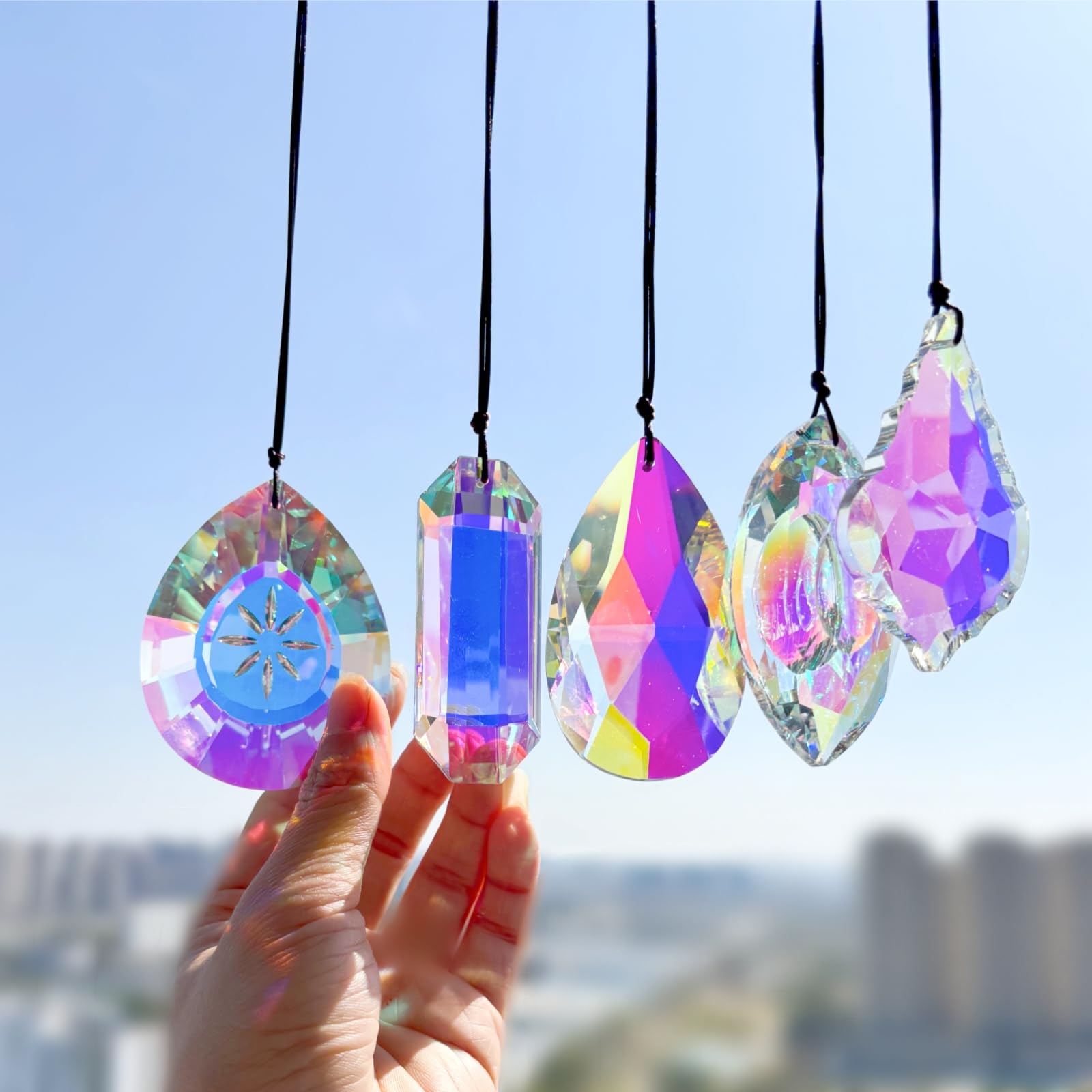 Crystal Sun Catcher Prisms Hanging 5-Pack
