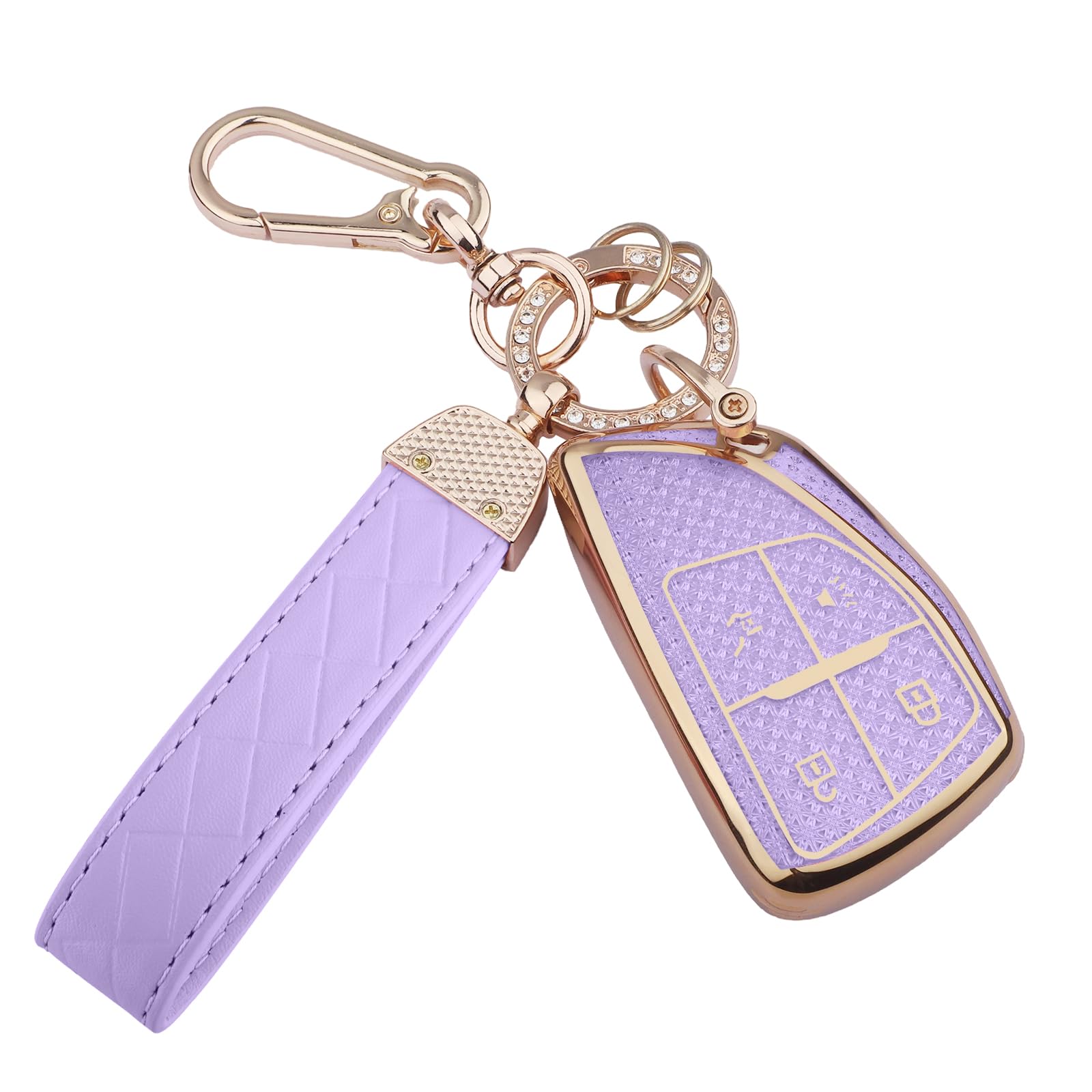 Seedwee Bling TPU Key Fob Cover Chevy GMC Gold-Purple