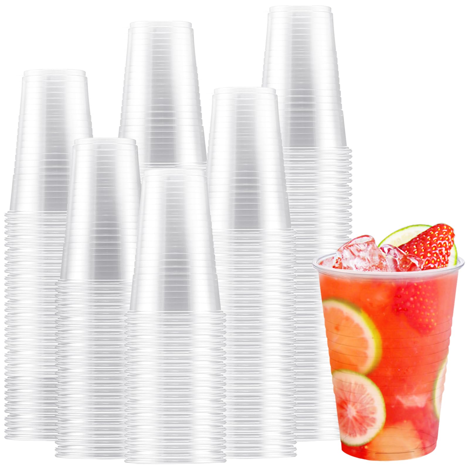 Lamosi Clear Plastic Drinking Cups 16oz 300 Count