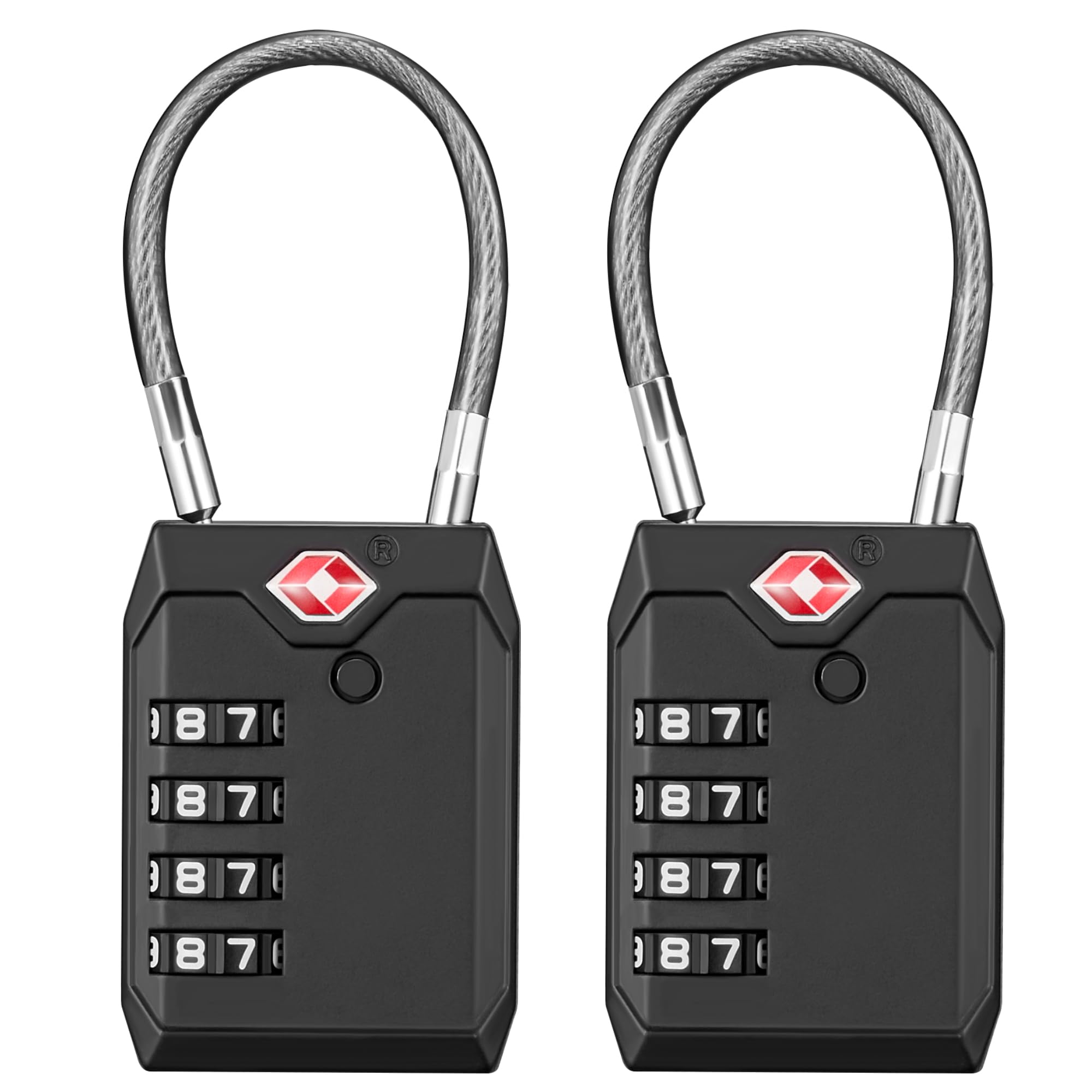 Puroma TSA Combination Cable Luggage Locks 2-Pack Black