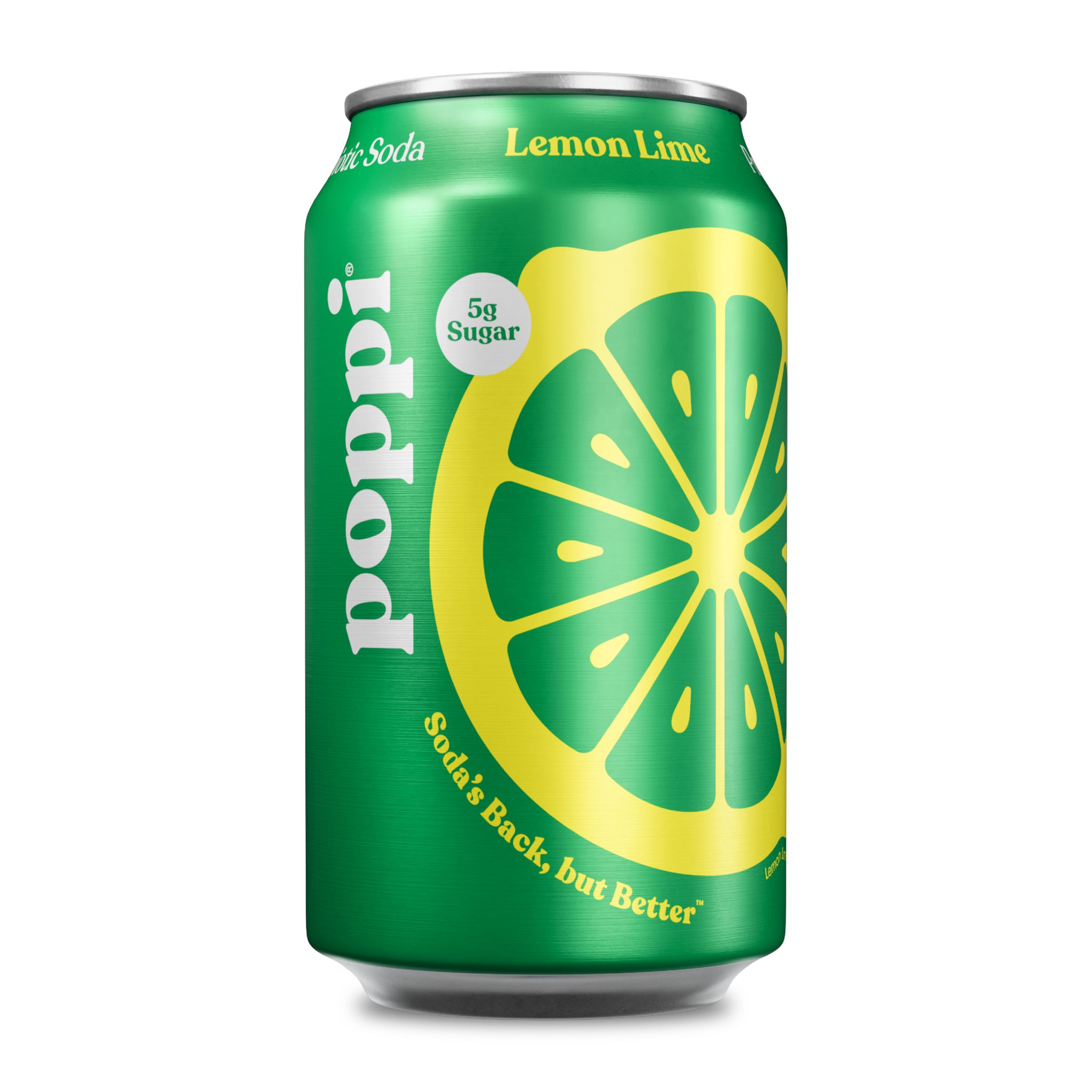 Poppi Sparkling Prebiotic Soda Beverage with Apple Cider Vinegar, Seltzer Water and Fruit Juice, Lemon Lime Flavor, 12 Fl Oz expires 9/08/2026