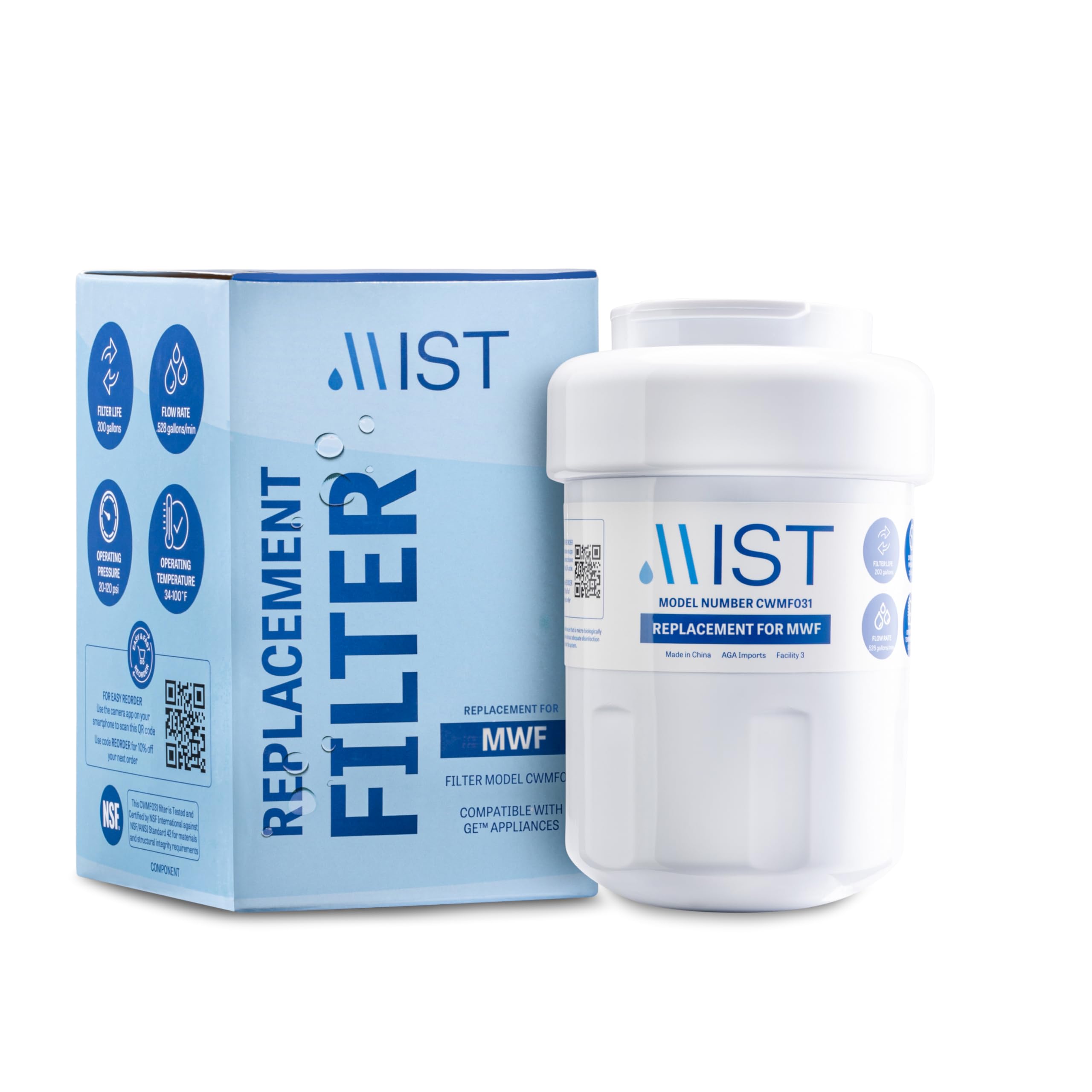MIST GE MWF Refrigerator Water Filter Replacement