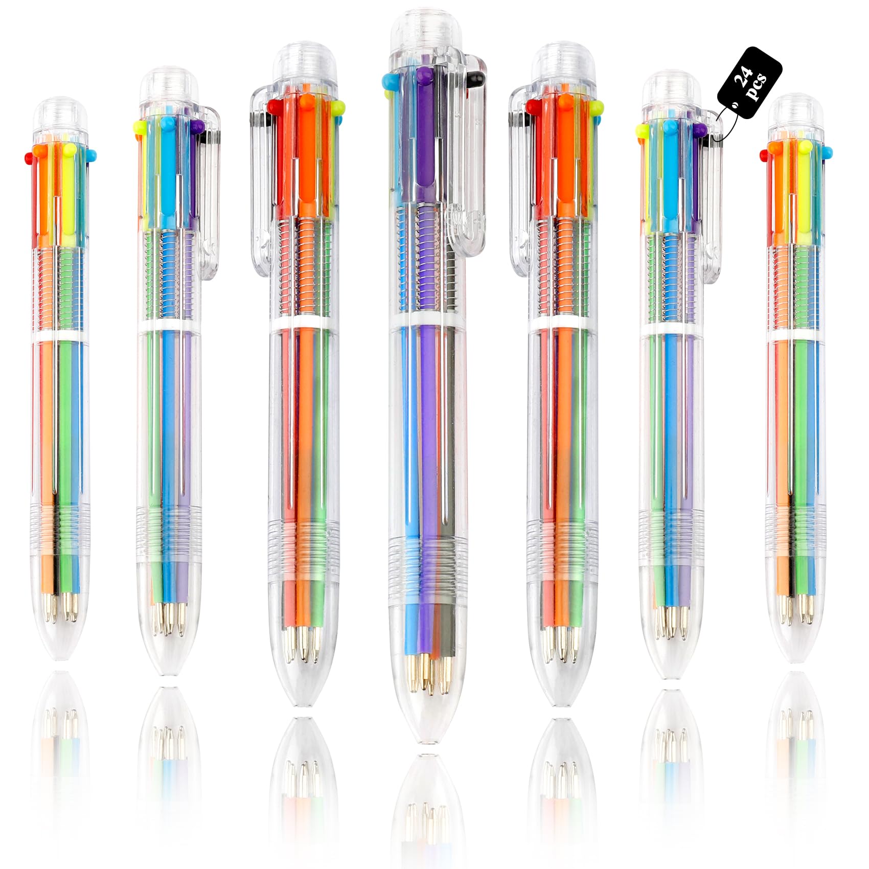 Multicolor Retractable Pens 0.5mm 6-in-1 24-Pack