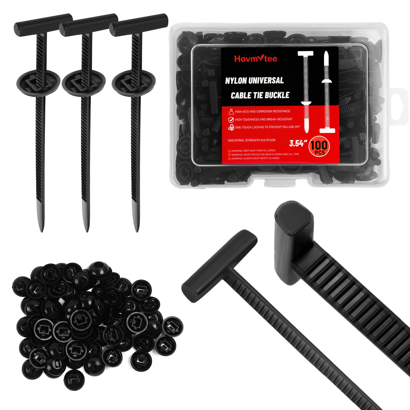 Nylon Cable Tie Buckle Clips UV-Resistant 100-Pack