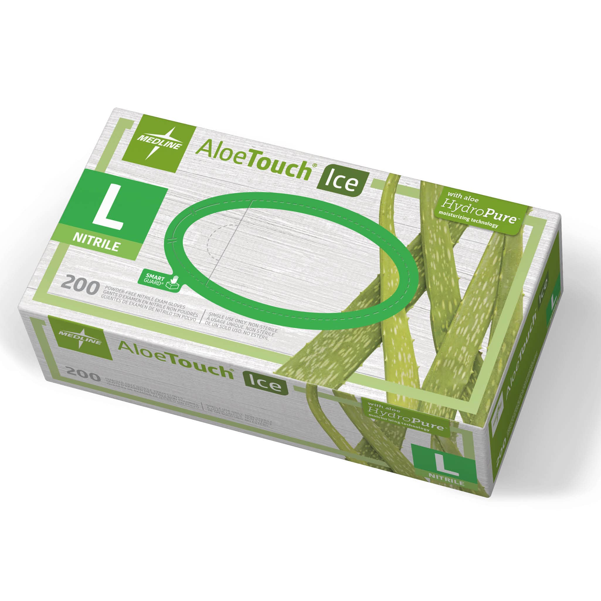 Medline AloeTouch Ice Nitrile Exam Gloves Large