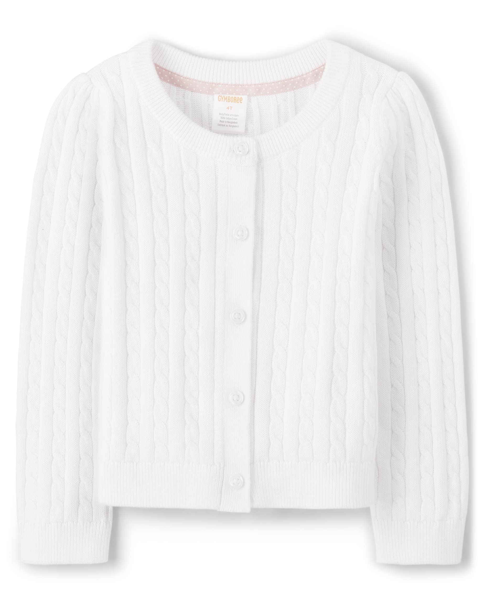 Gymboree Girls Cable Knit Cardigan Sweater White 5T