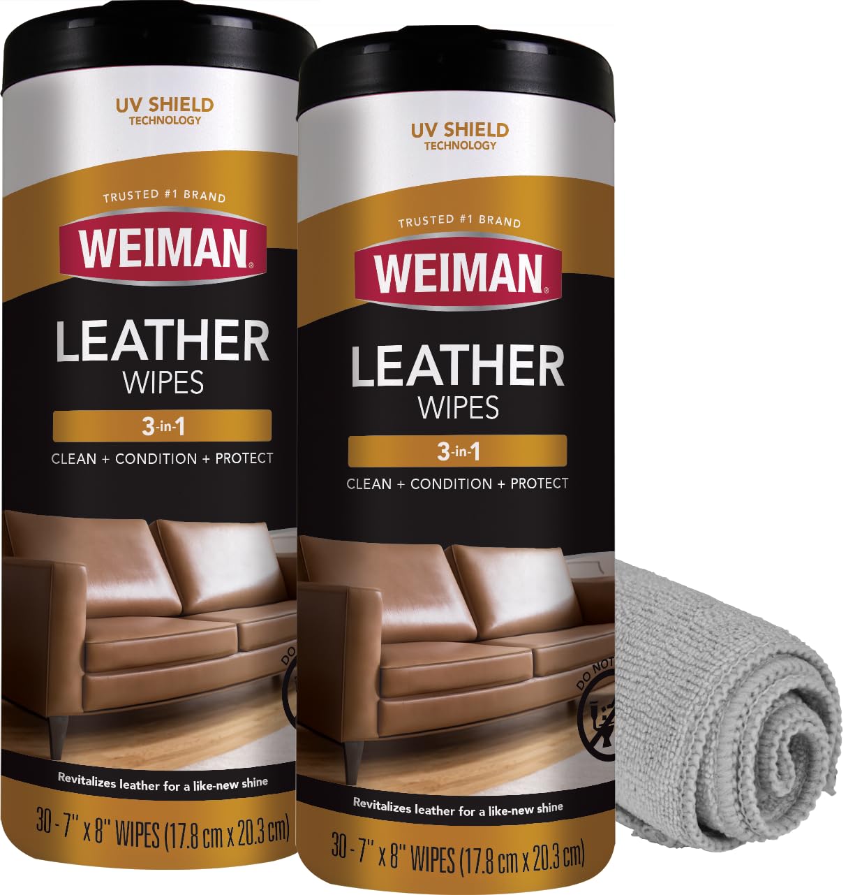 Weiman Leather Cleaner Wipes 2-Pack with Cloth