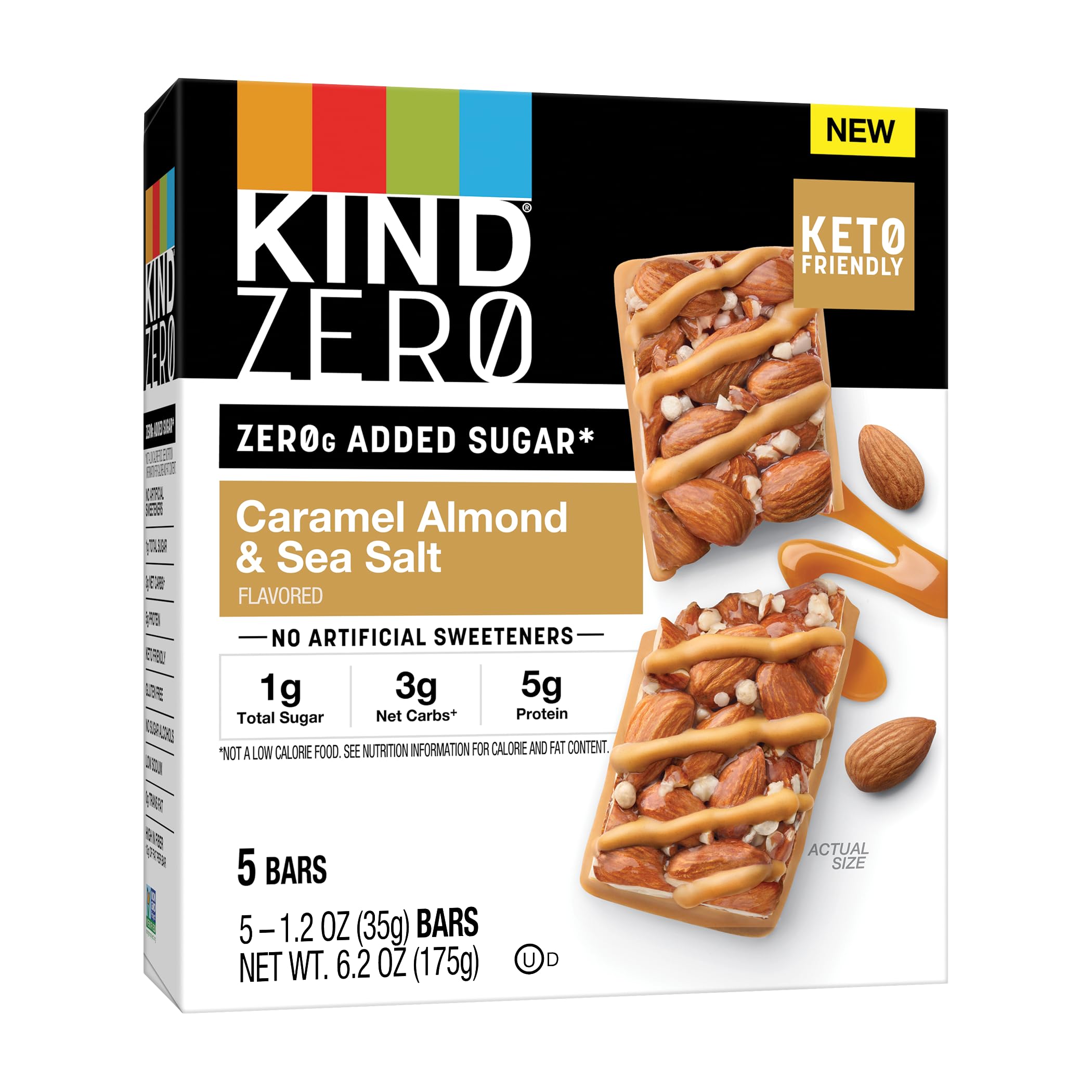 KIND Zero Sugar Caramel Almond Sea Salt Bars 5-Count