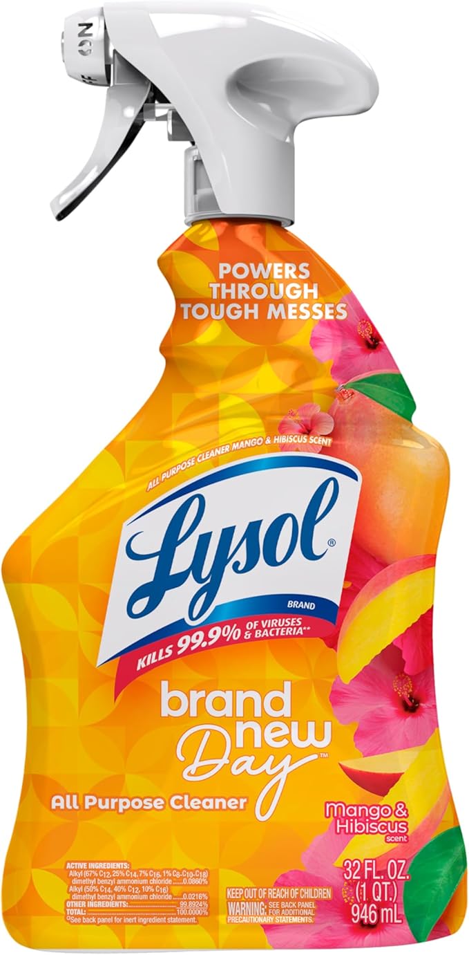 Lysol Multi-Purpose Cleaner Spray, Multi-Purpose Disinfectant Spray, Kitchen & Bathroom Cleaner, Mango & Hibiscus Scent, 32 fl oz