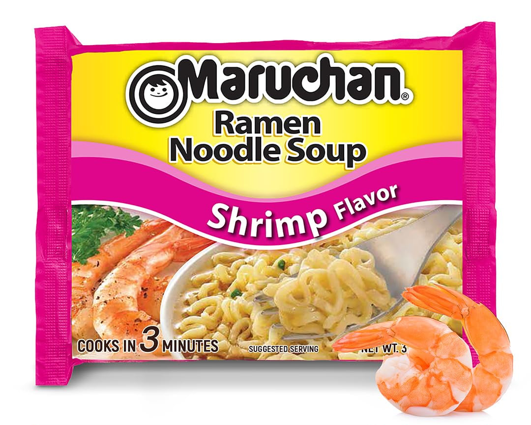 Maruchan Ramen Noodle Soup, Shrimp Flavor – Japanese-Style Instant Noodles, Quick & Easy Meal for Kids, Students & Busy Families – 3 Oz.