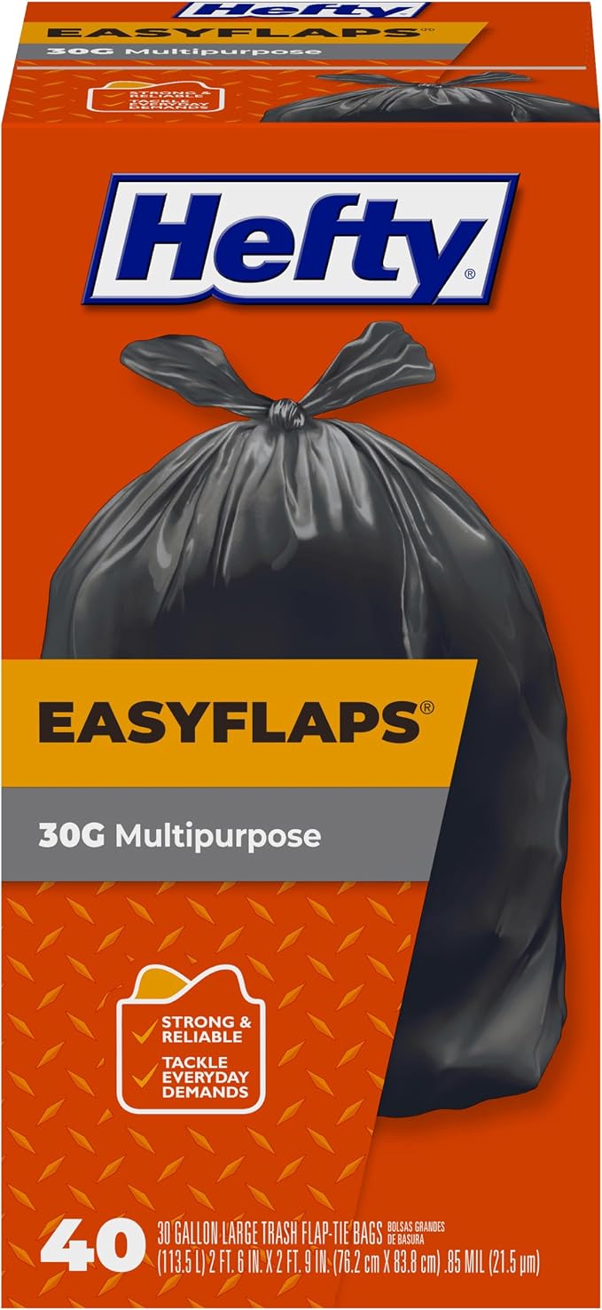 Hefty Easyflaps 30 GALLON MULTI Purpose Large Trash Bags 40 count