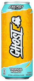 GHOST Energy Drink - Single Can, Tropical Mango 16oz - Energy & Focus & No Artificial Colors - 200mg Natural Caffeine, L-Carnitine & Taurine - Gluten-Free & Vegan