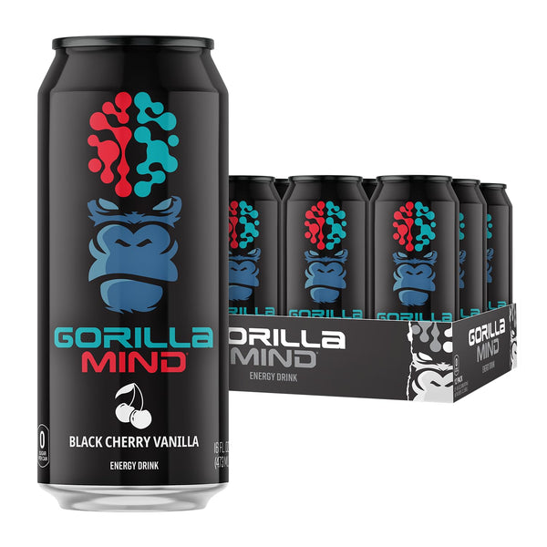 Gorilla Mind Energy Drink | Unmatched Energy · Amplified Focus | N-Acetyl-L-Tyrosine, Alpha-GPC, 200mg Caffeine, Uridine, Saffron | 0 Sugar Or Artificial Colors | 16oz,
