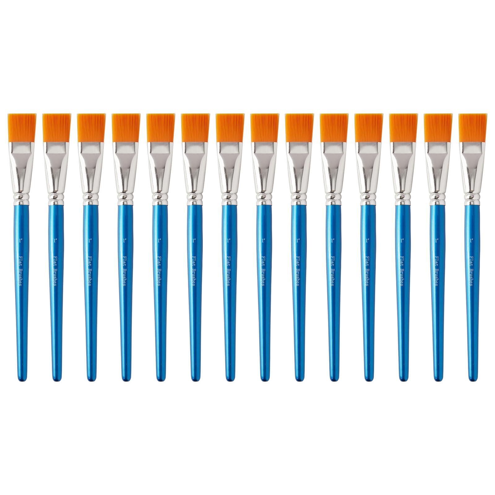 14-Pc 1-Inch Flat Nylon Paint Brushes Set