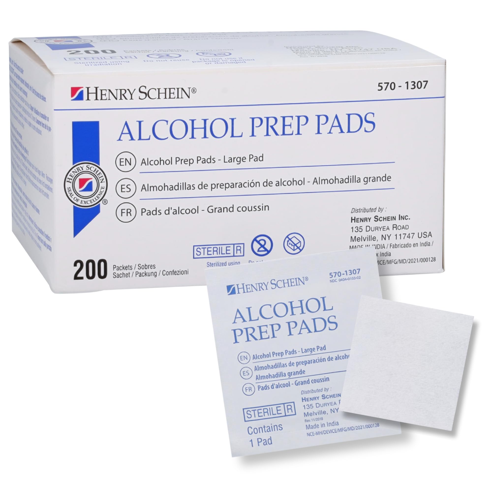 Henry Schein Large Alcohol Prep Pads 200 Box