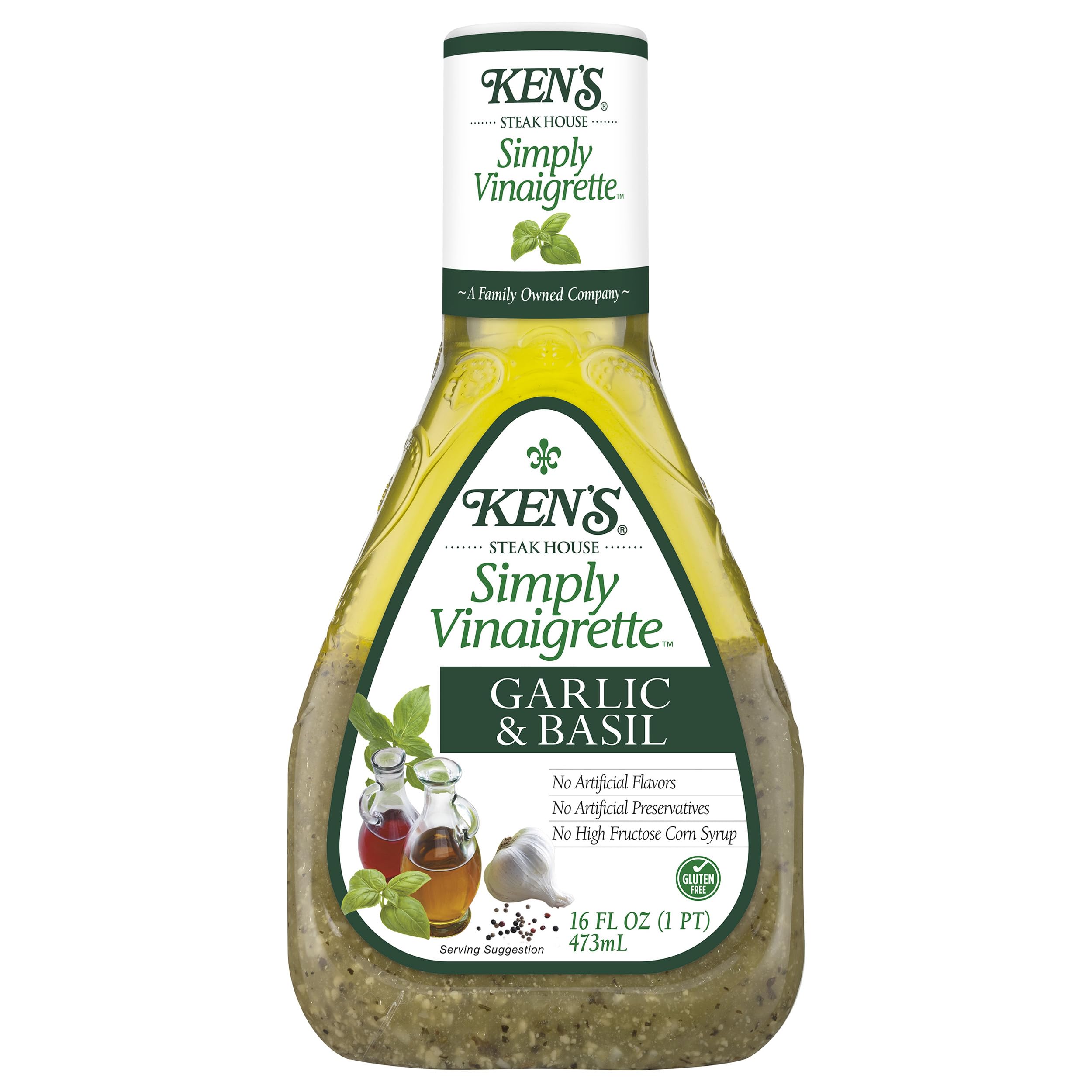 Kens Vinegar Garlic Basil Dressing Bottle