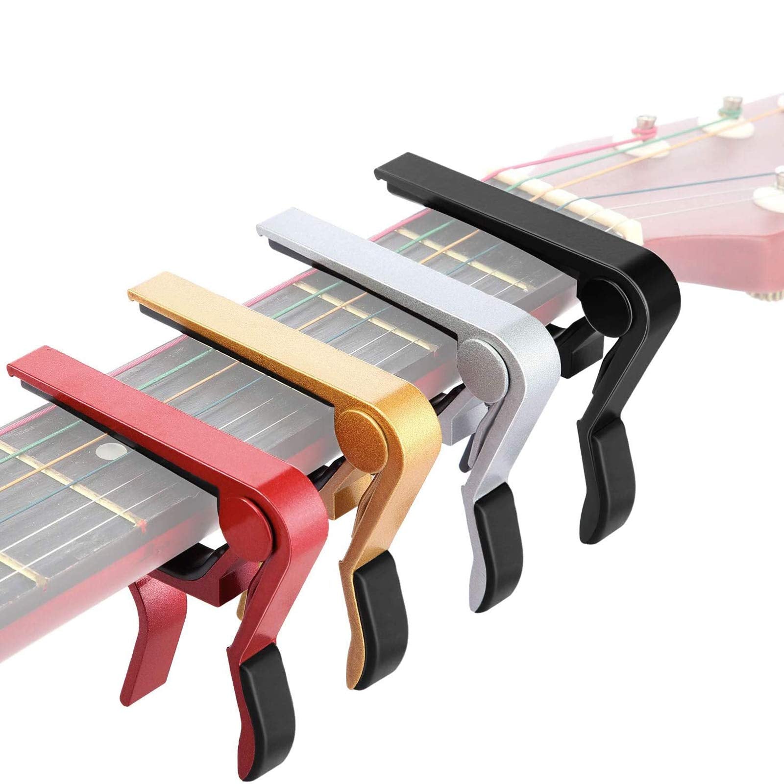 Mudder 4-Pack Universal Guitar Capos, Multi-Color Set