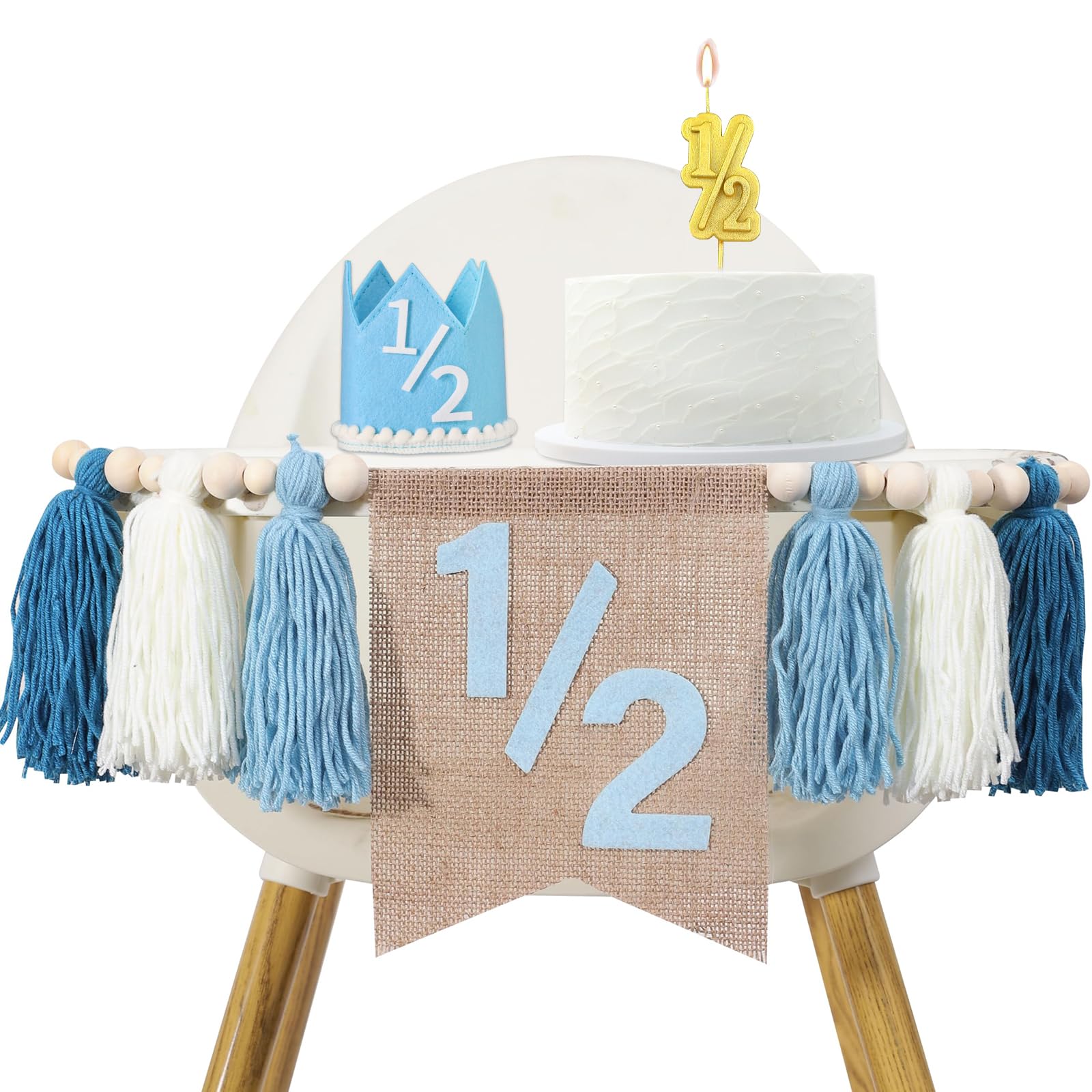 1/2 Birthday Boy High Chair Banner Tassel Garland