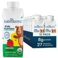 KATE FARMS Organic Kids Nutrition Strawberry Shake, 8g Protein, 27 Vitamins and Minerals, Meal Replacement, Gluten Free, Non-GMO, 8.45 oz (12 Pack)