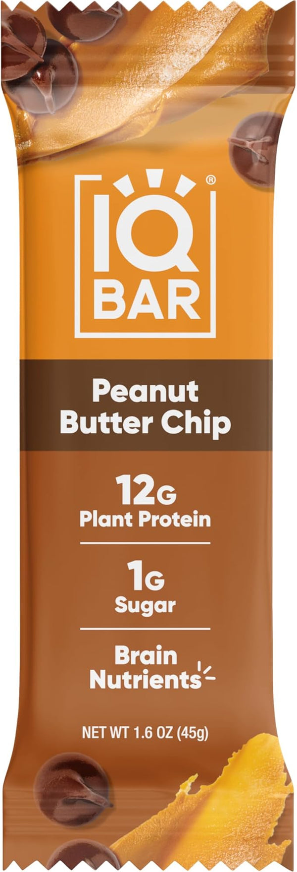 QBAR Brain and Body Keto Protein Bar - Peanut Butter Chip Keto - Energy - Low Carb Protein- Vegan Snack