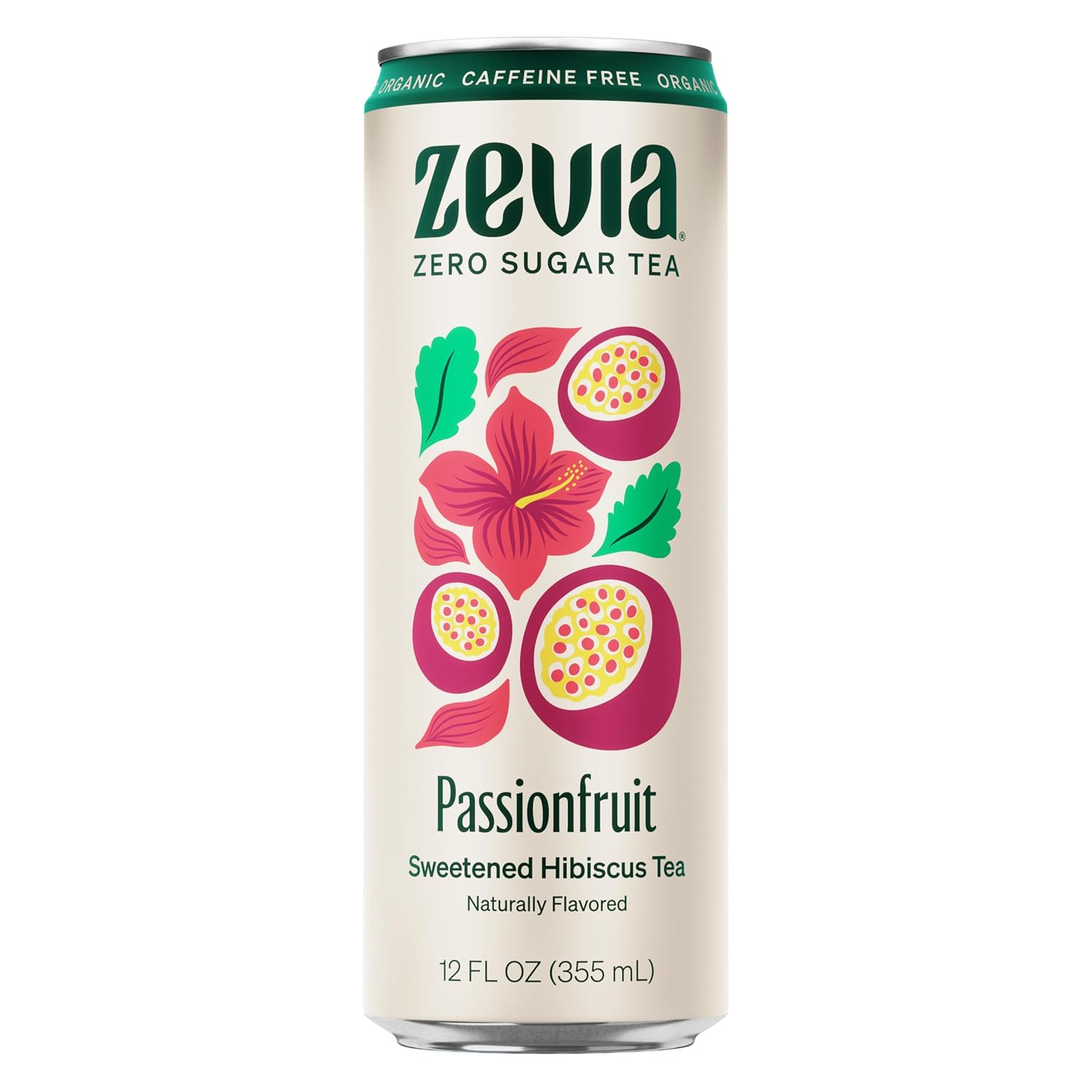 Zevia, Organic Caffeine Free Sweetened Hibiscus Passionfruit Tea, 12 Fl Oz