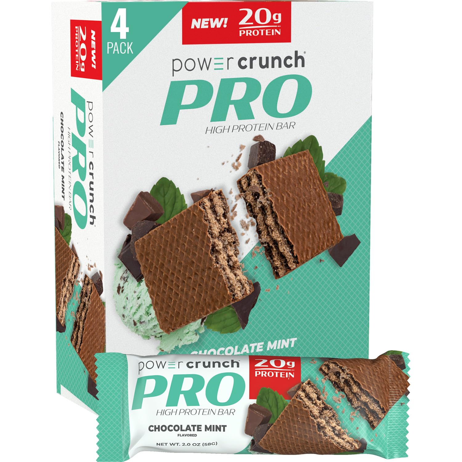 Power Crunch PRO Chocolate Mint Protein Wafer Bars 4 Count