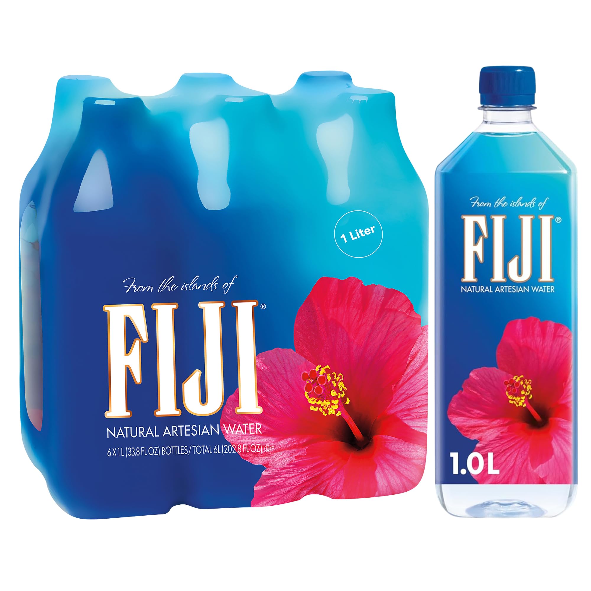 FIJI Natural Artesian Water 1 Liter 6 Pack