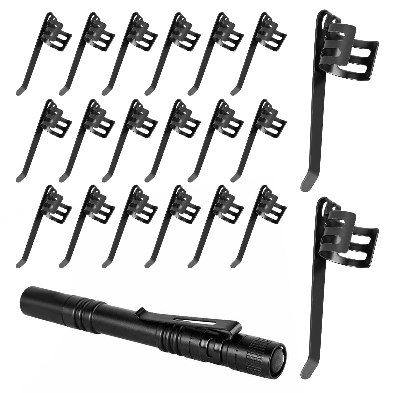 Aster Flashlight Pocket Clips Removable 20-Pack