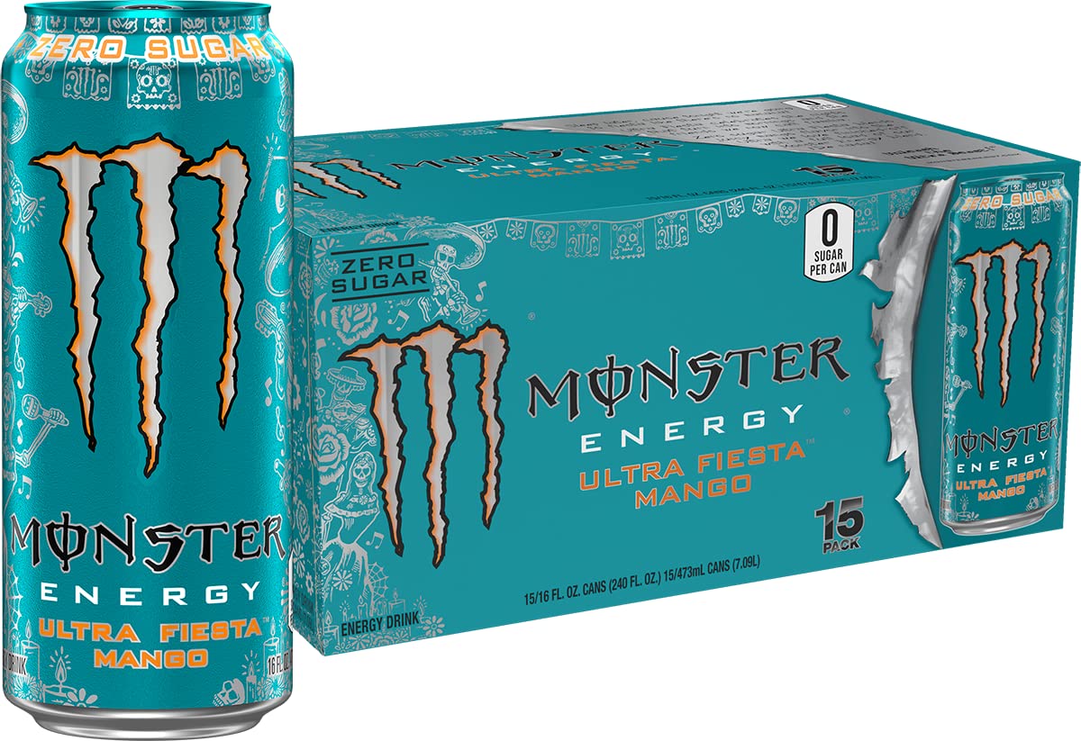 Monster Energy Ultra Fiesta Mango, Sugar Free Energy Drink, 16 Ounce