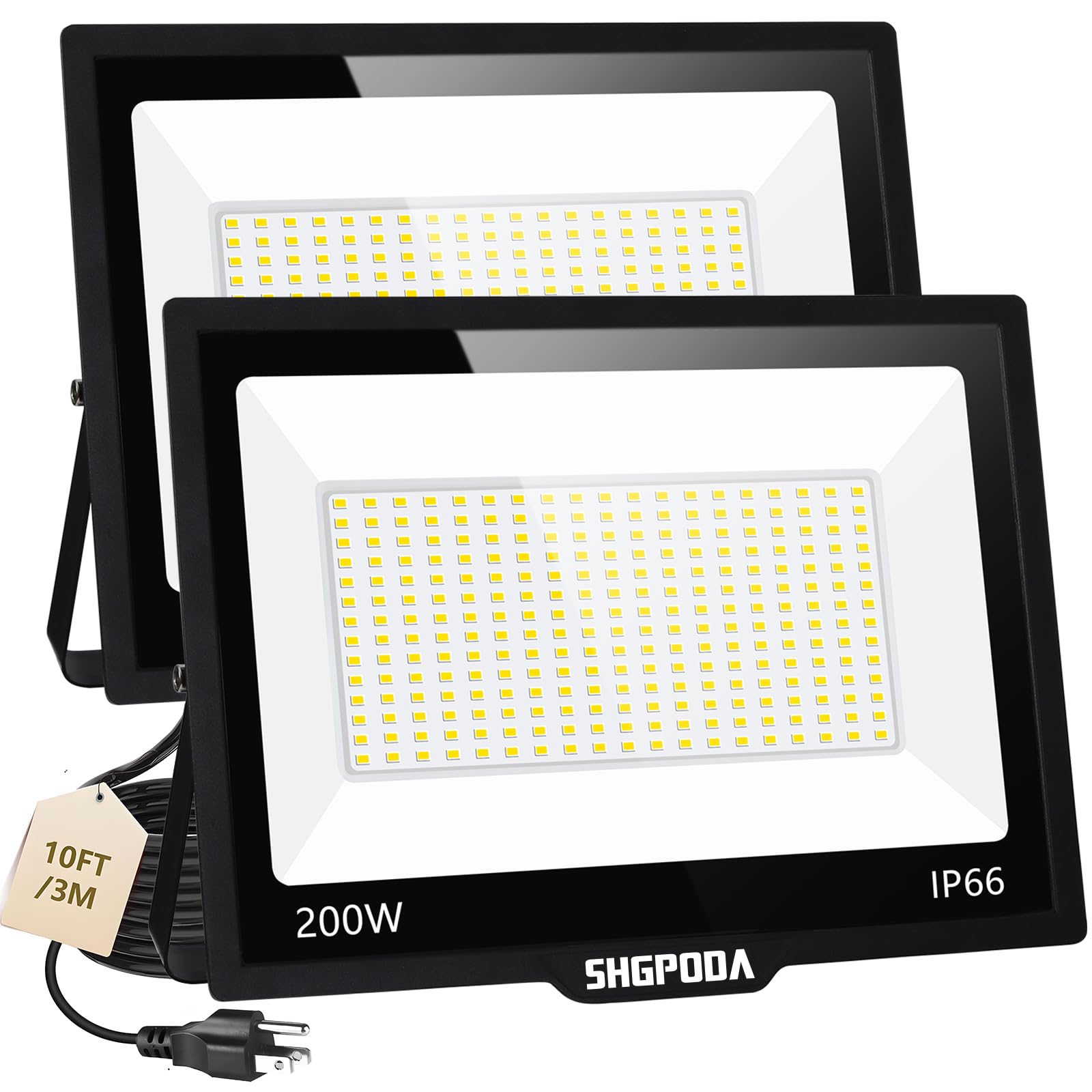 SHGPODA LED Flood Lights Outdoor 200W 4-Pack