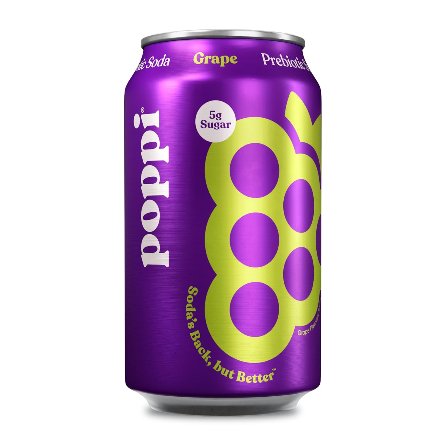 Poppi Sparkling Prebiotic Soda Beverage with Apple Cider Vinegar, Seltzer Water and Fruit Juice, Grape Flavor, 12 Fl Oz