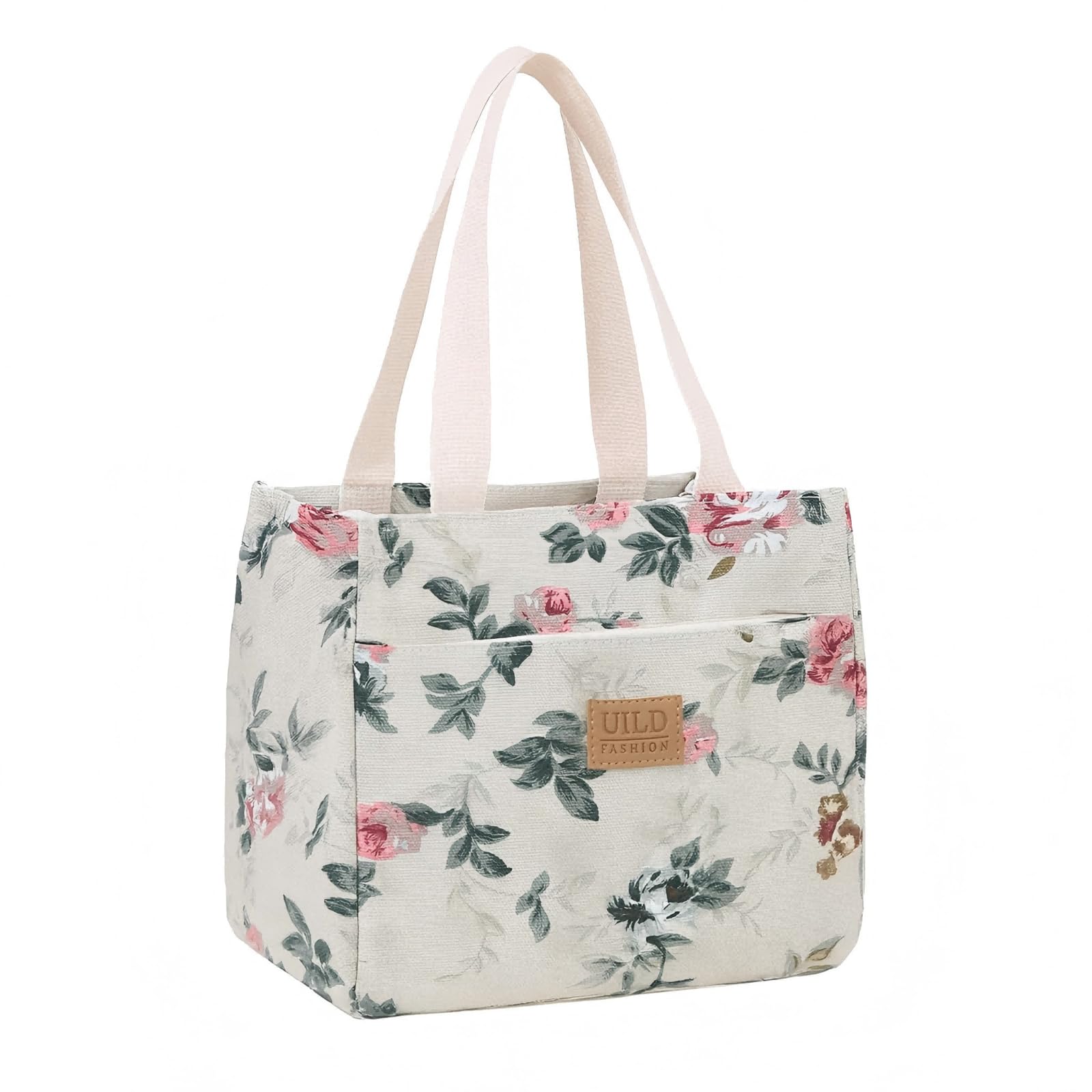 OIMEI White Floral Insulated Lunch Bag