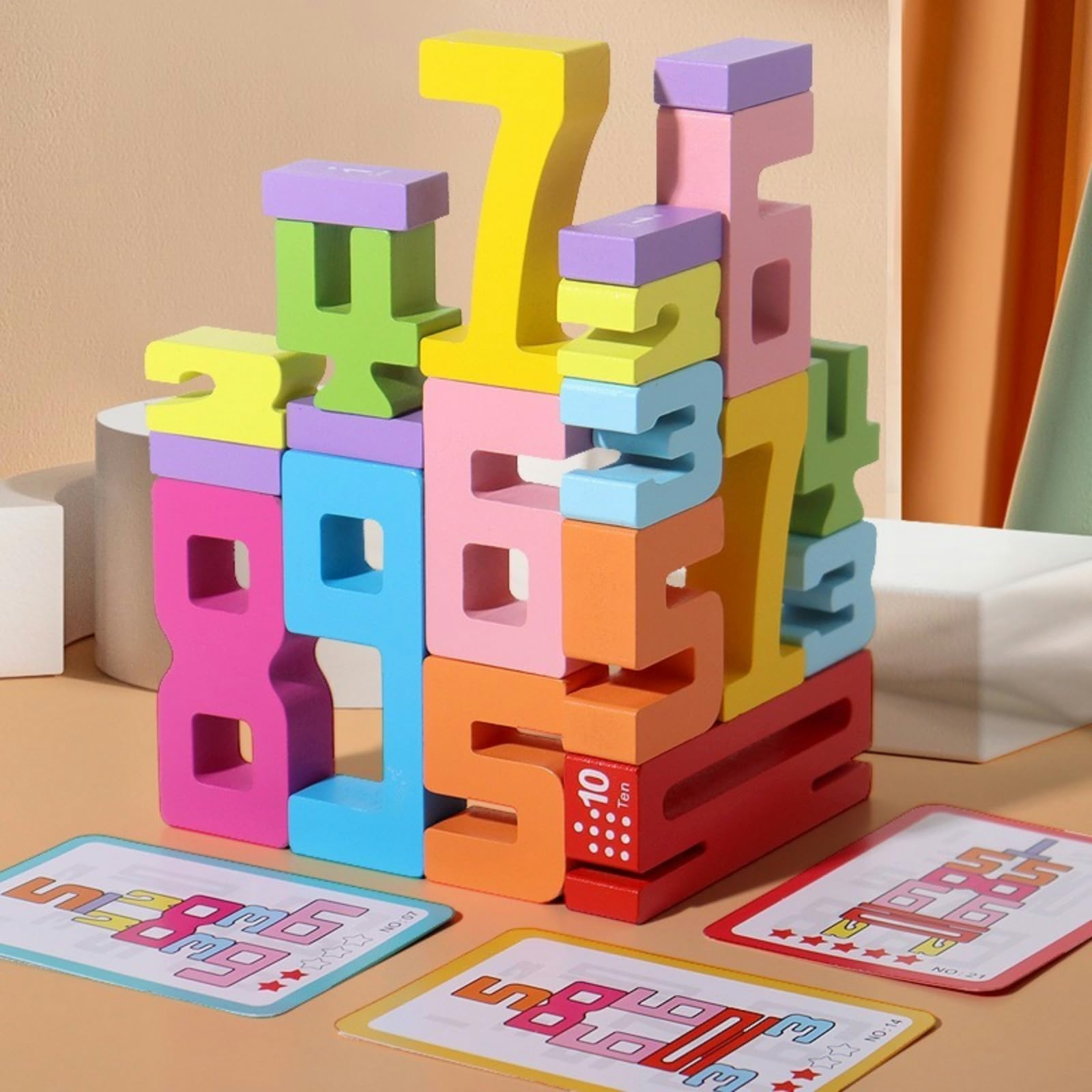 Gdaytao Wooden Number Building Blocks 1-10 Montessori