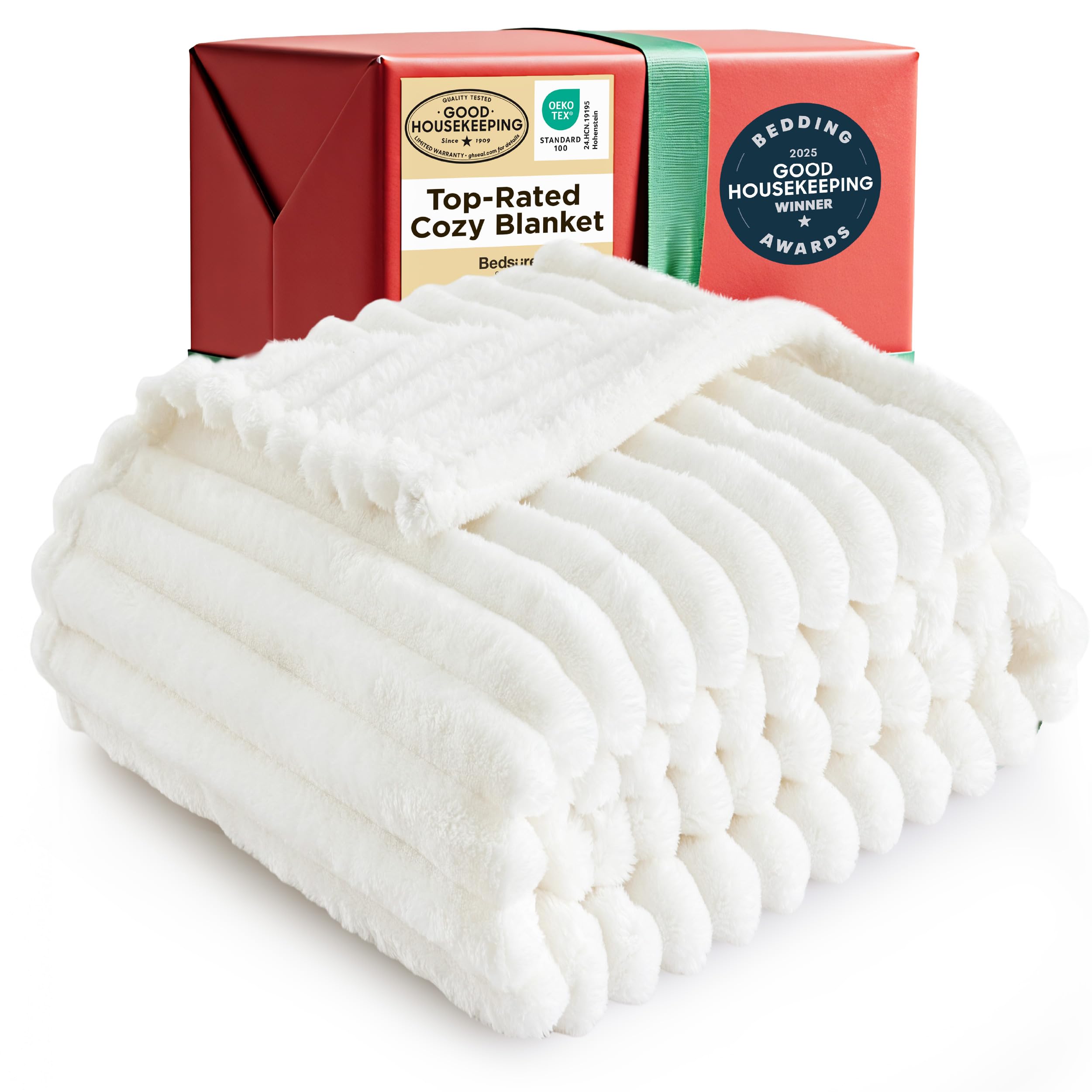 Bedsure Off White Cozy Fleece Throw Blanket