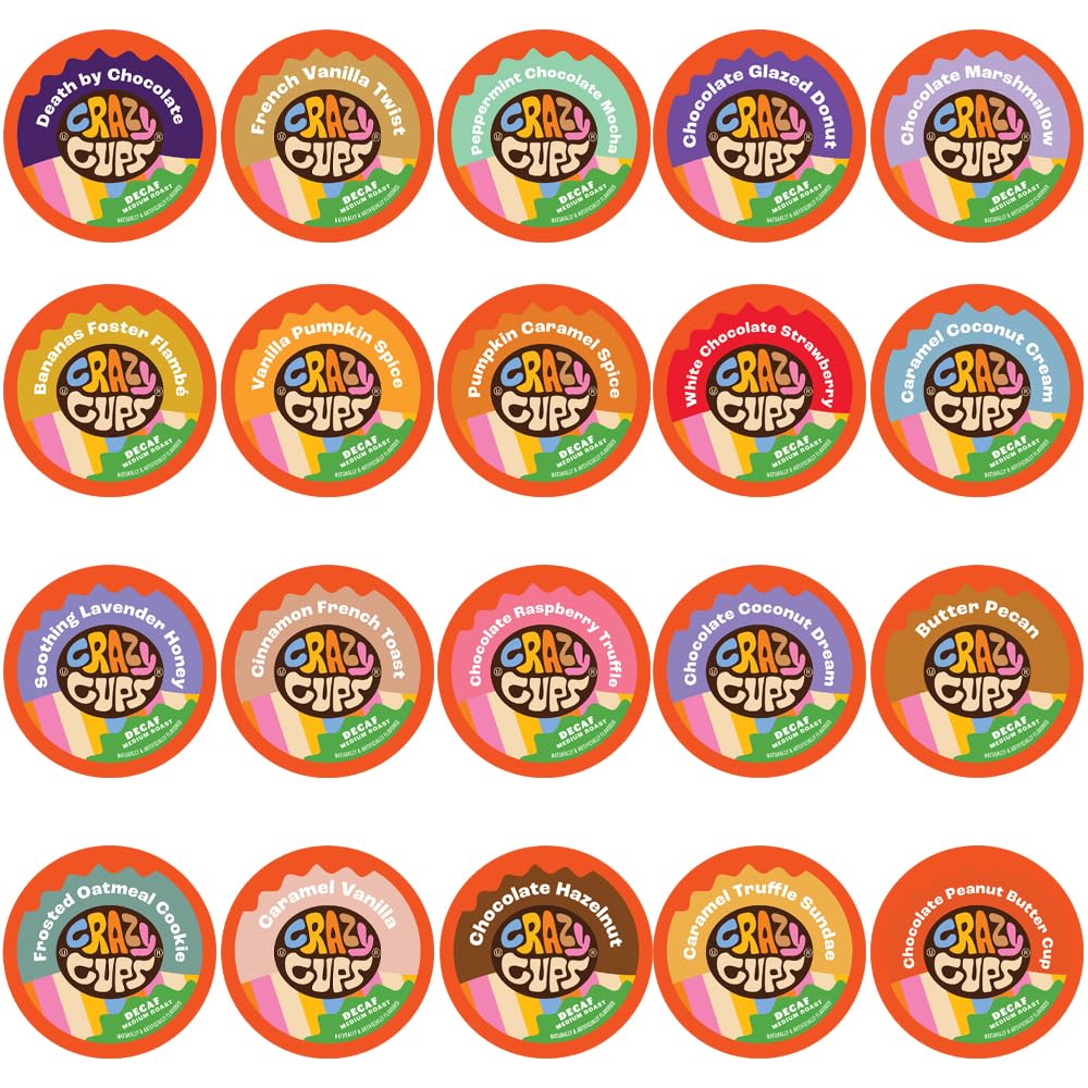 Crazy Cups Decaf Flavored Coffee Sampler 20 Count