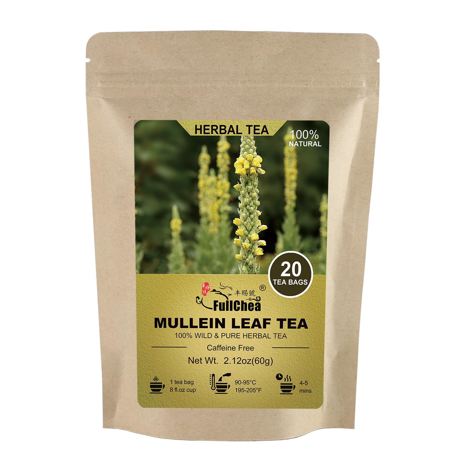 FullChea Mullein Leaf Tea Bags 20-Count
