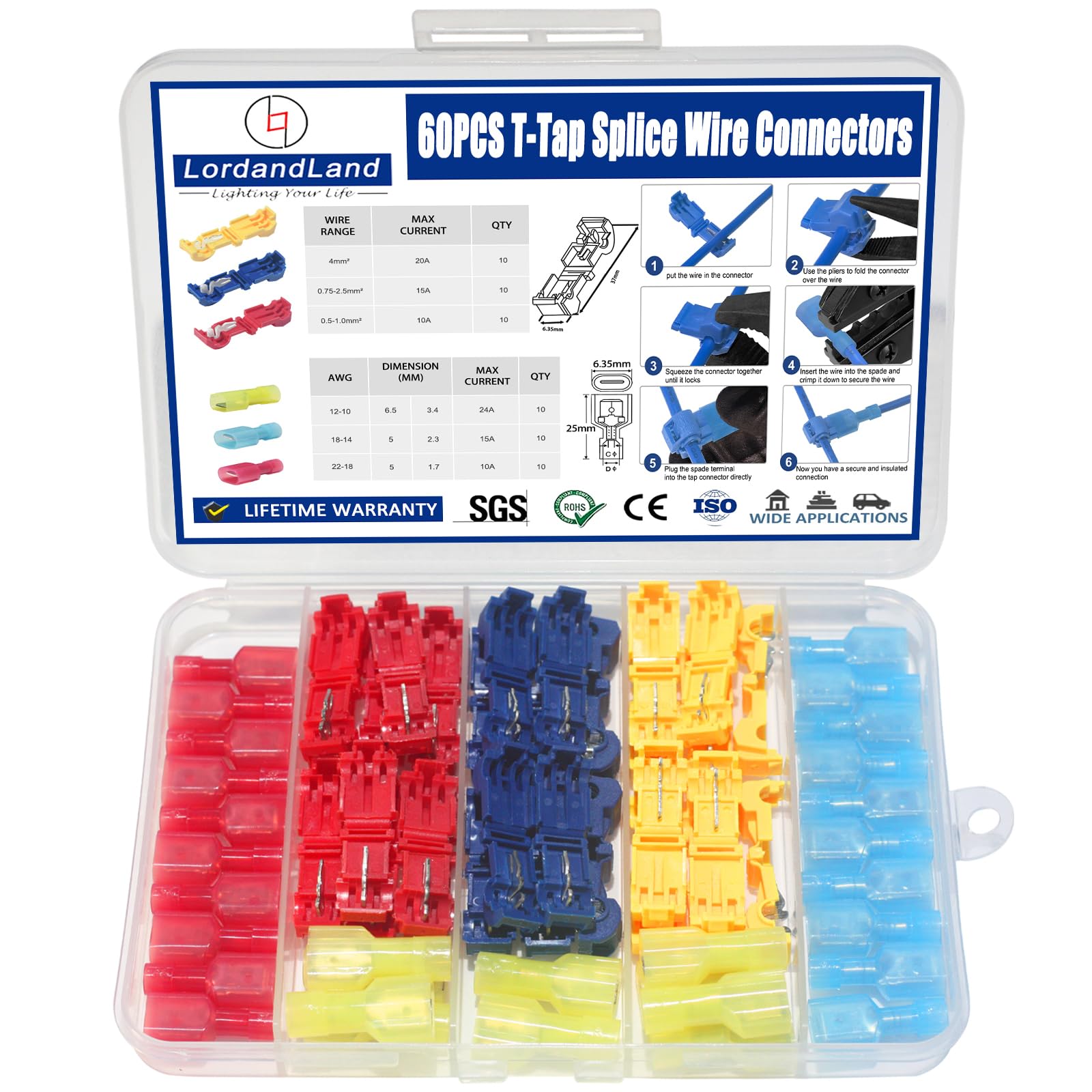 Quick Splice T-Tap Wire Terminals 60 Pack