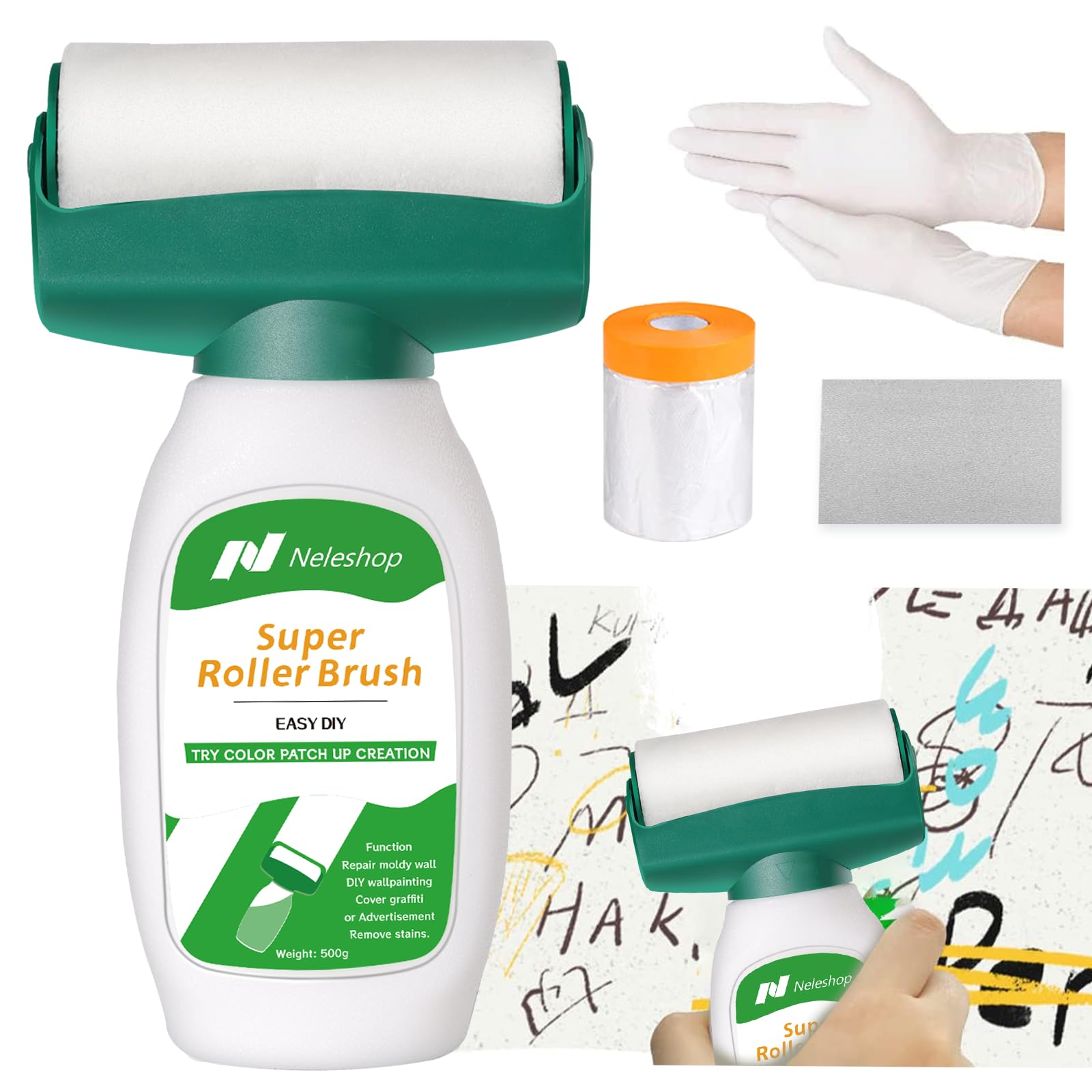 White Wall Repair Roller Brush Latex Paint 500g