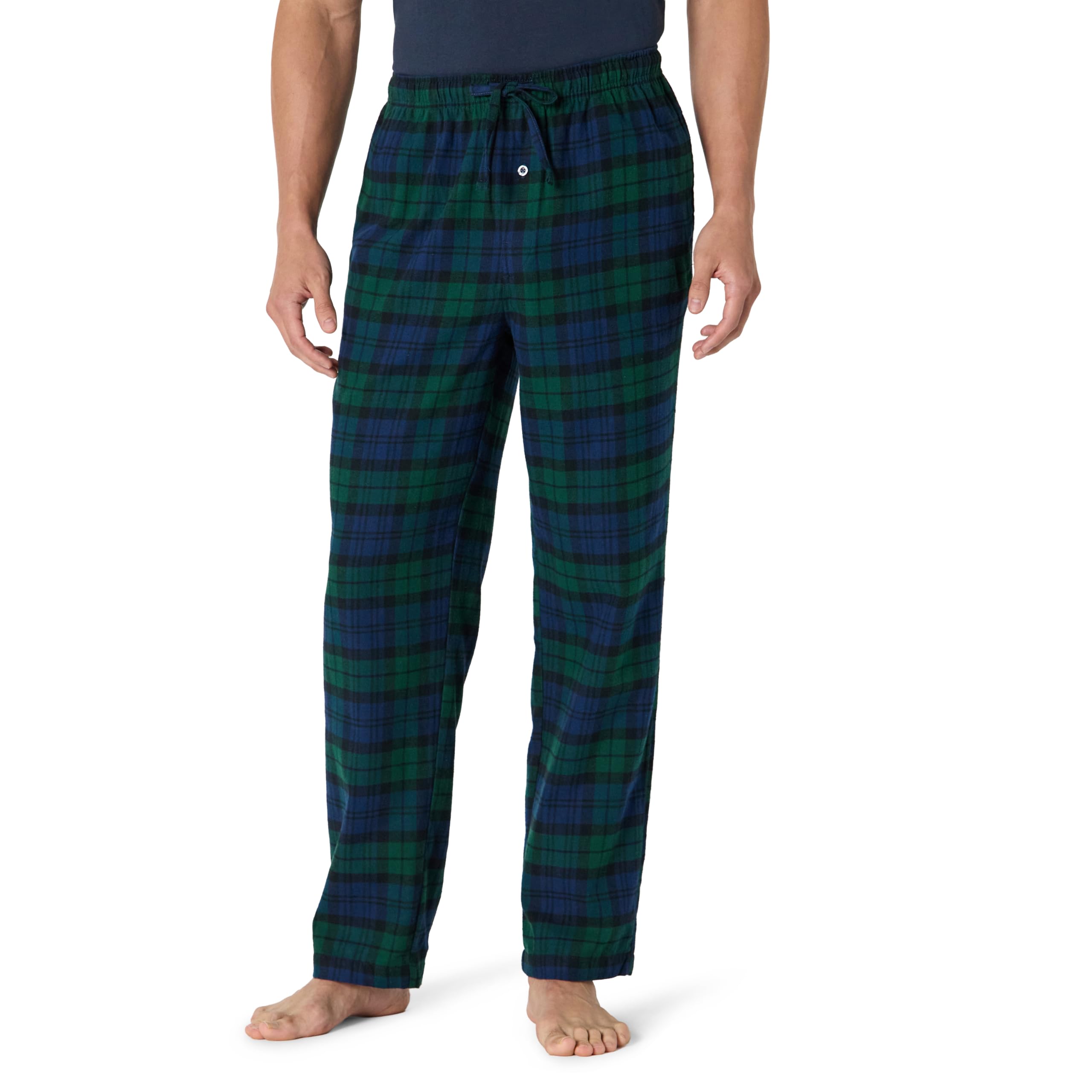 Amazon Essentials Men's Flannel Pajama Pants Green Plaid Medium