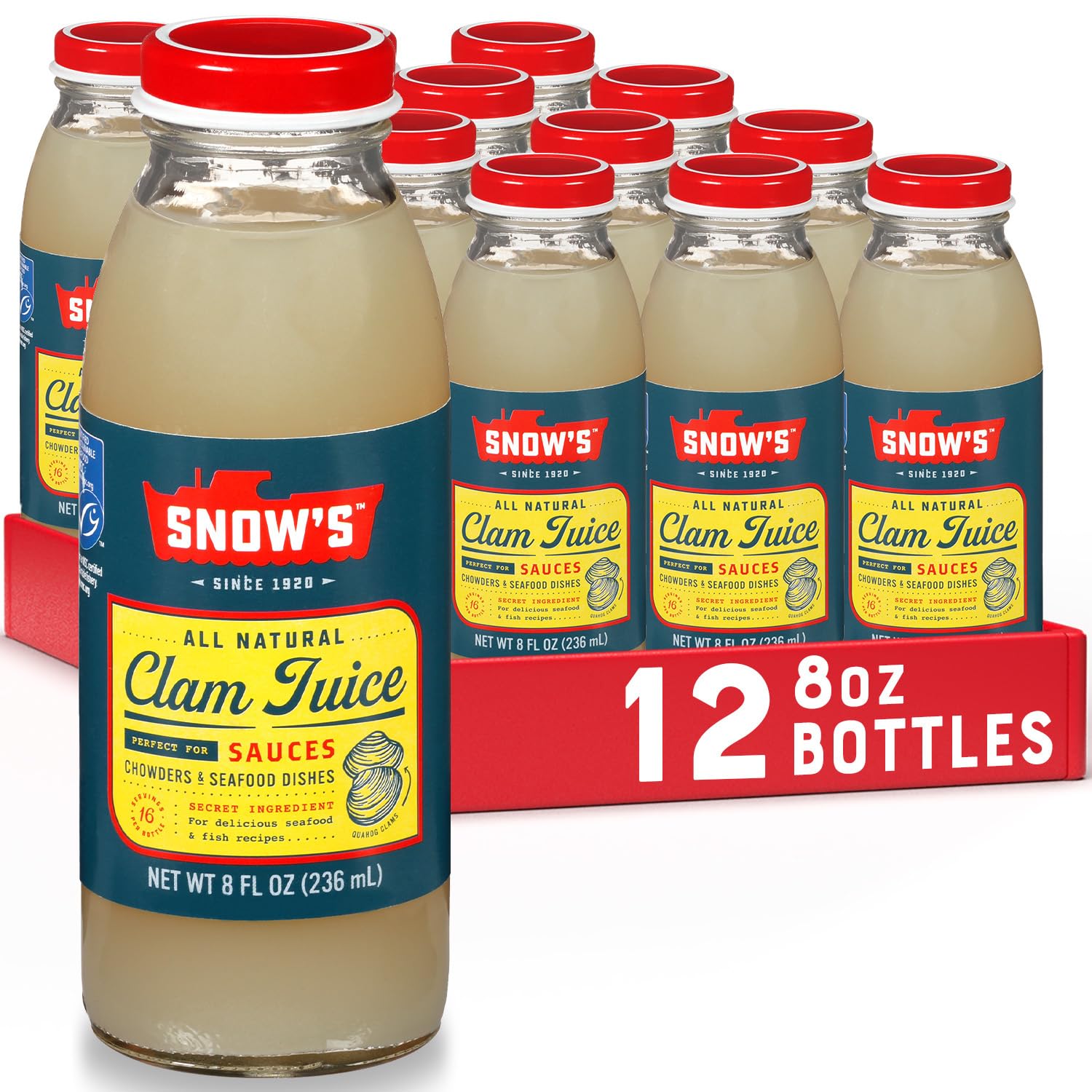Snows All Natural Clam Juice 8oz 12-Pack